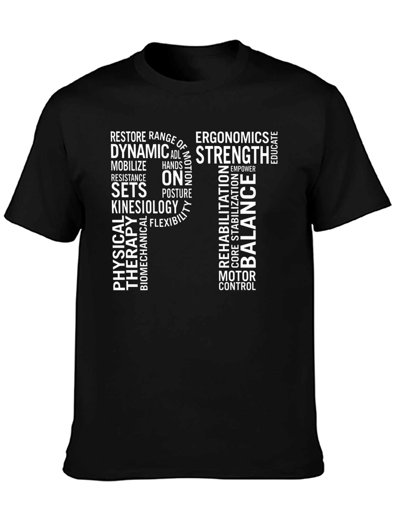 Physical Therapy Word Cloud T-Shirt - Black