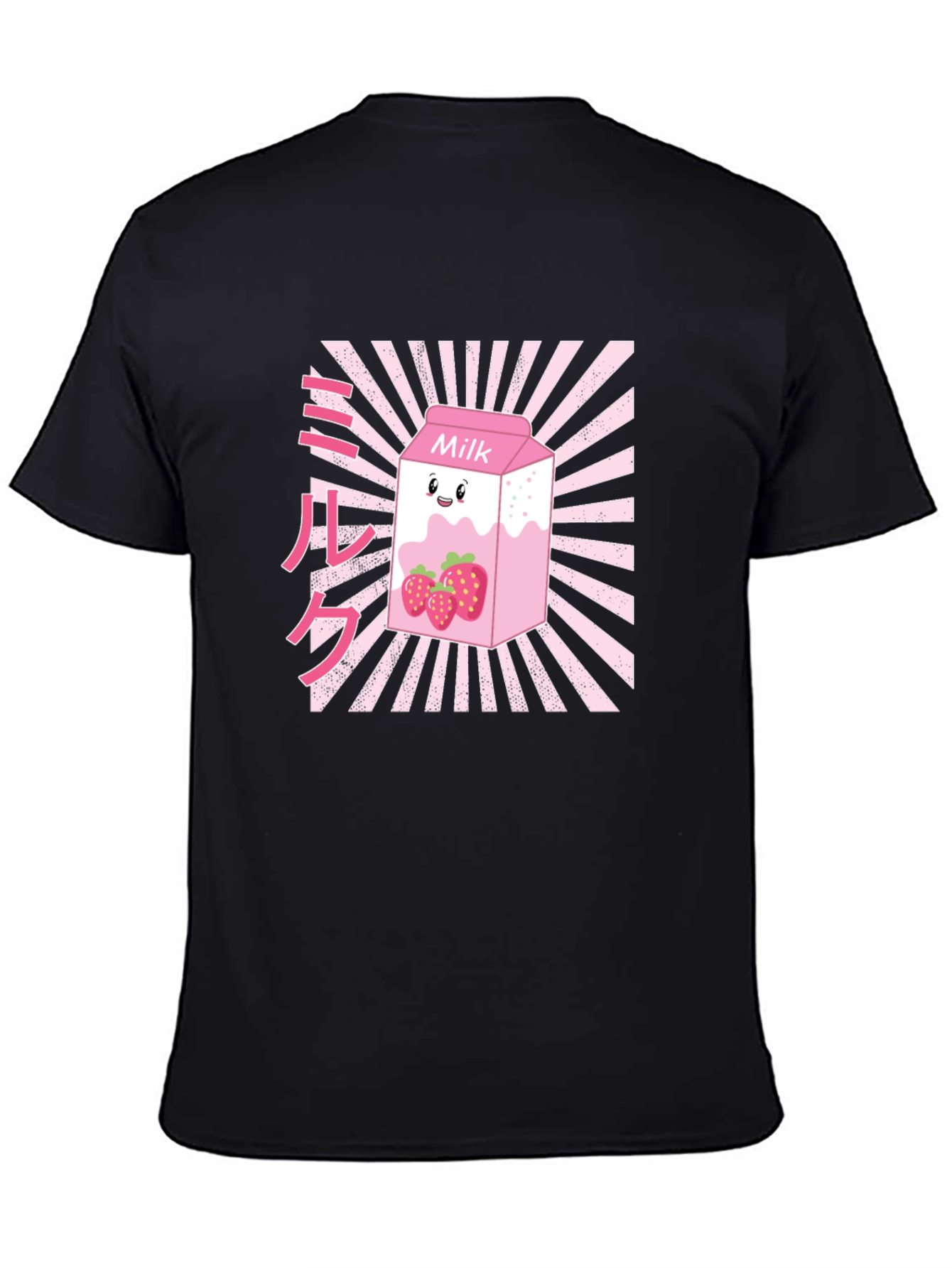 Strawberry Milk Graphic T-Shirt - Black