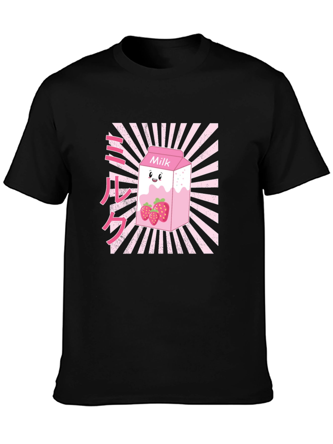 Strawberry Milk Graphic T-Shirt - Black