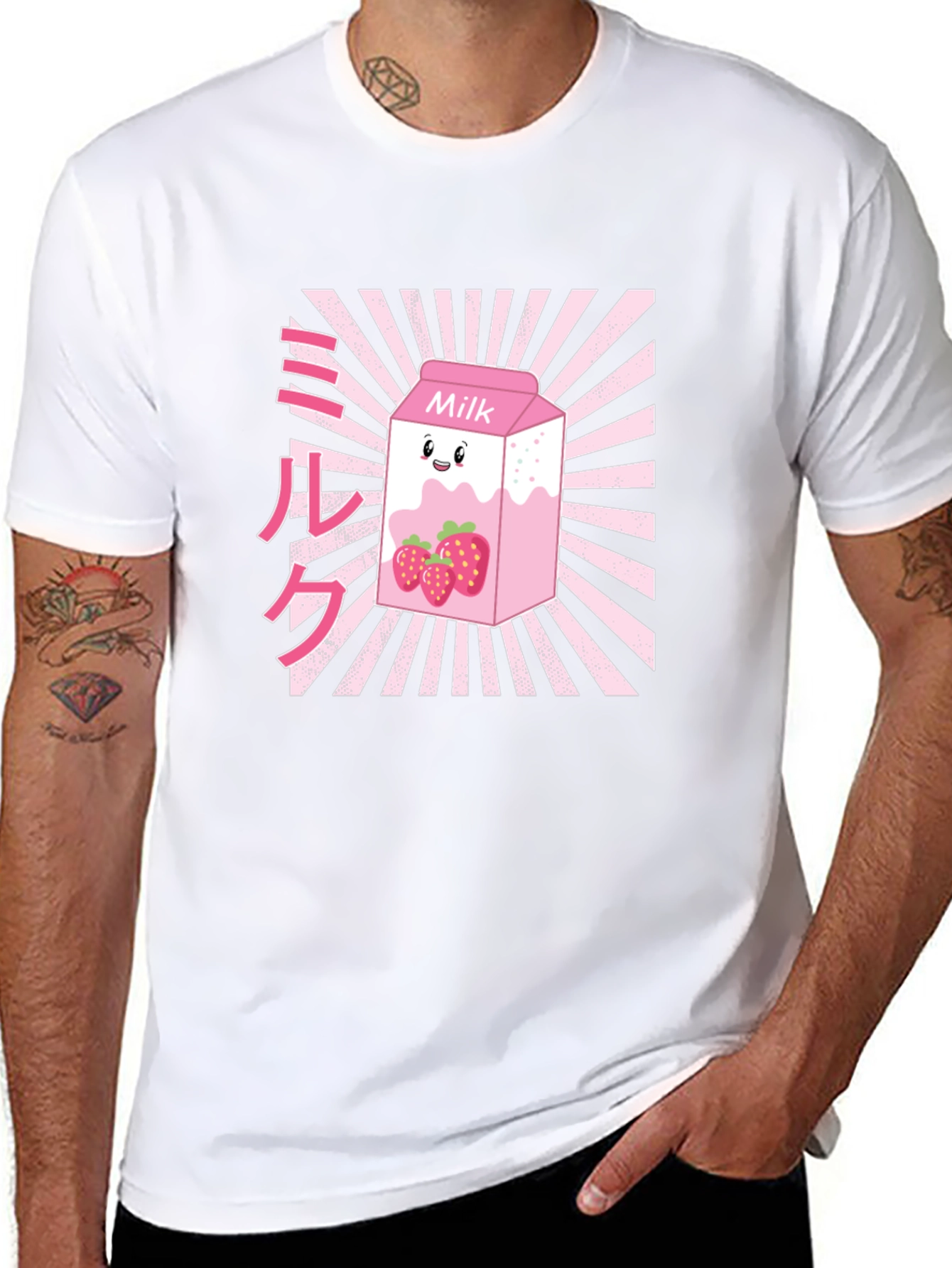 Strawberry Milk Graphic T-Shirt - Black