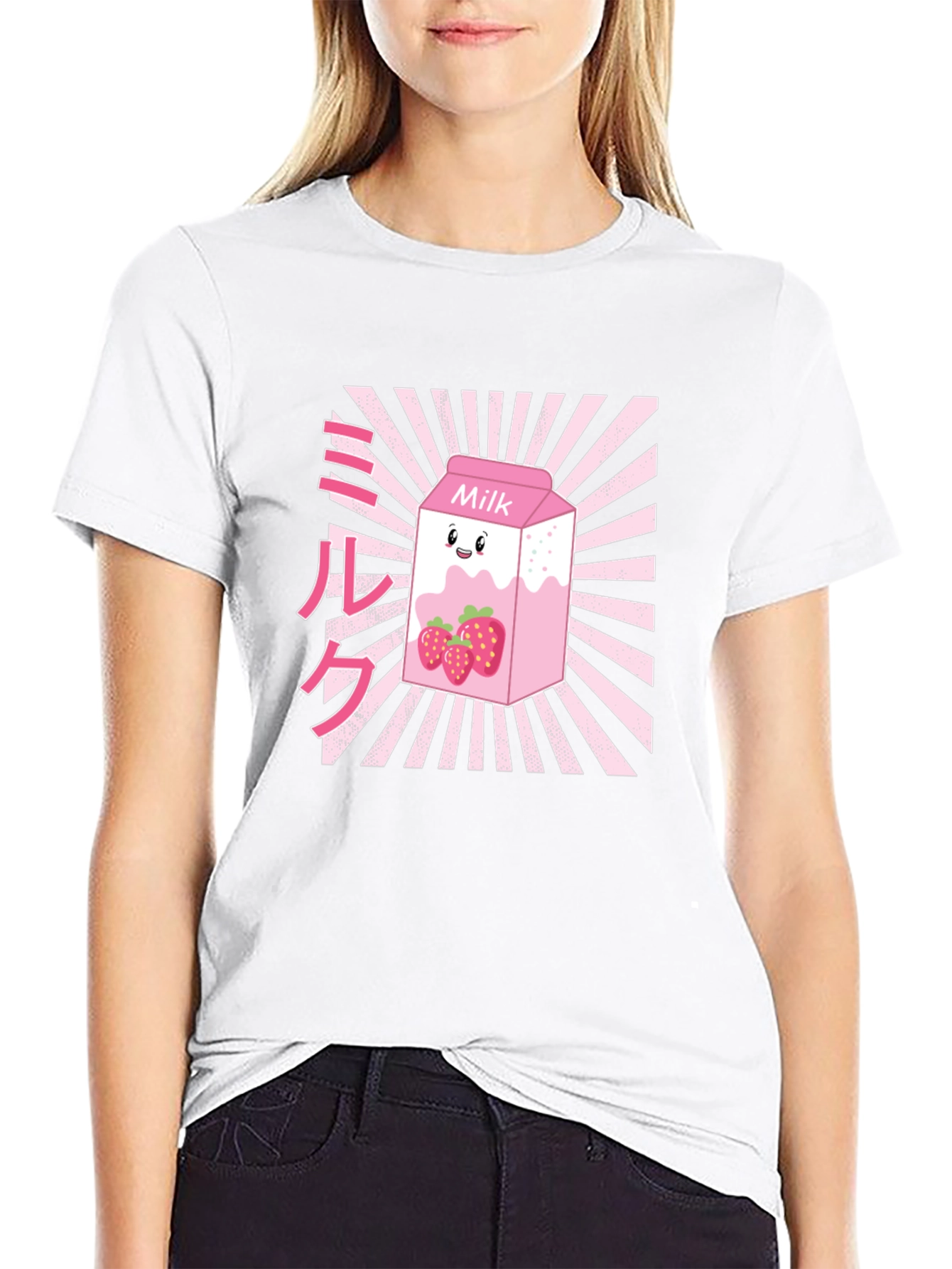 Strawberry Milk Graphic T-Shirt - Black