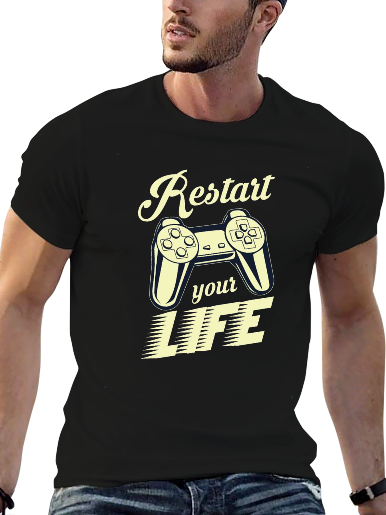 Restart Your Life Gamer T-Shirt - Cool Graphic Tee