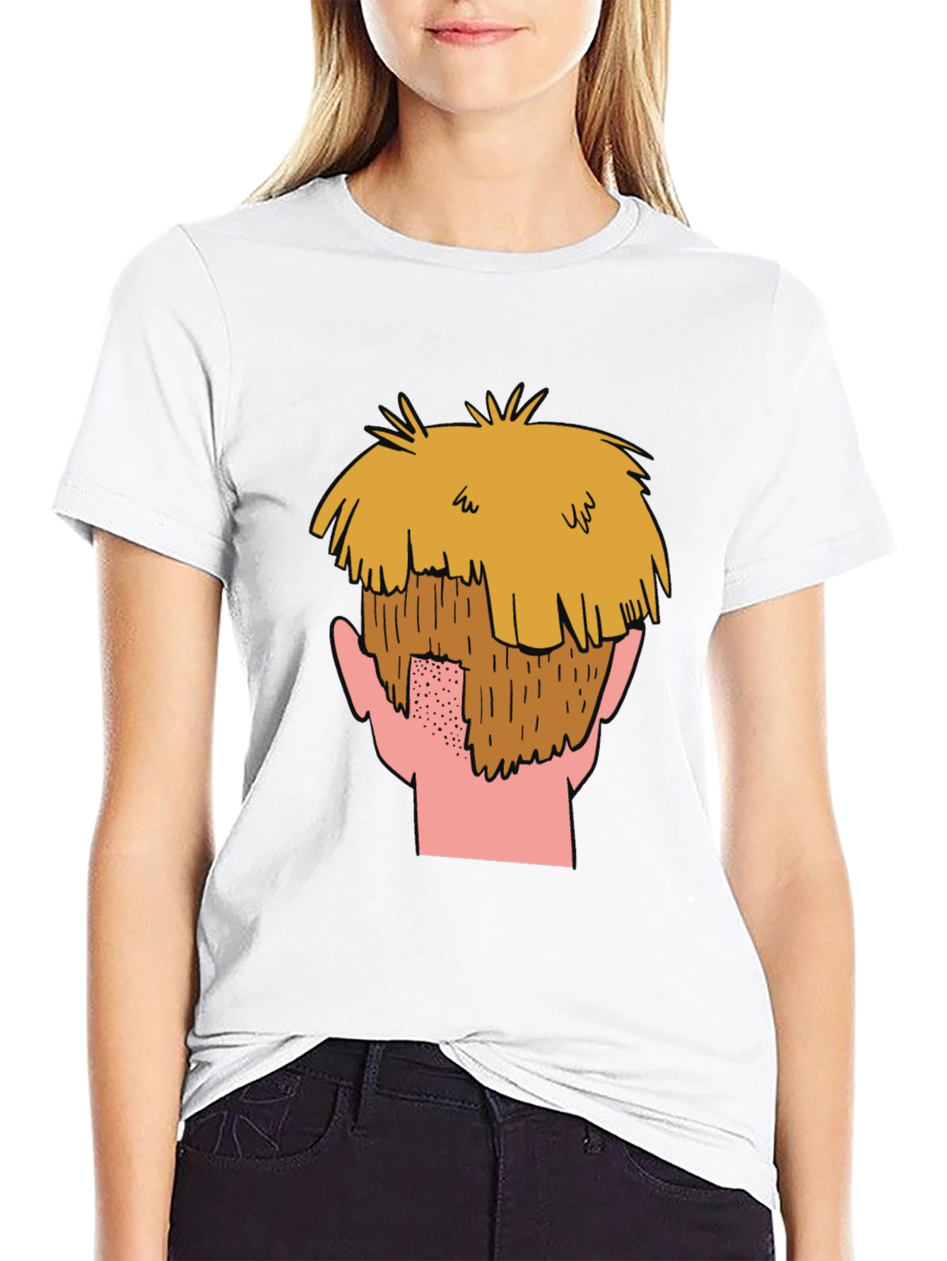 Cartoon Beard Graphic T-Shirt