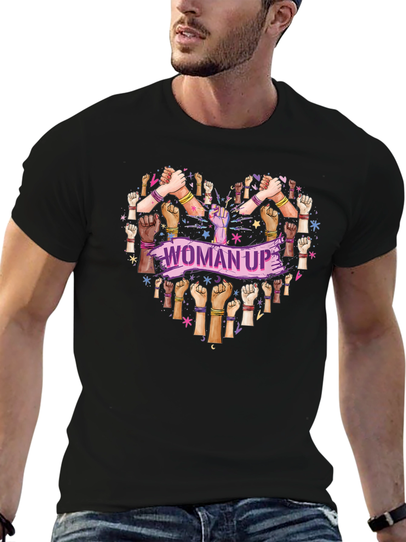Woman Up T-Shirt - Heart Graphic Tee