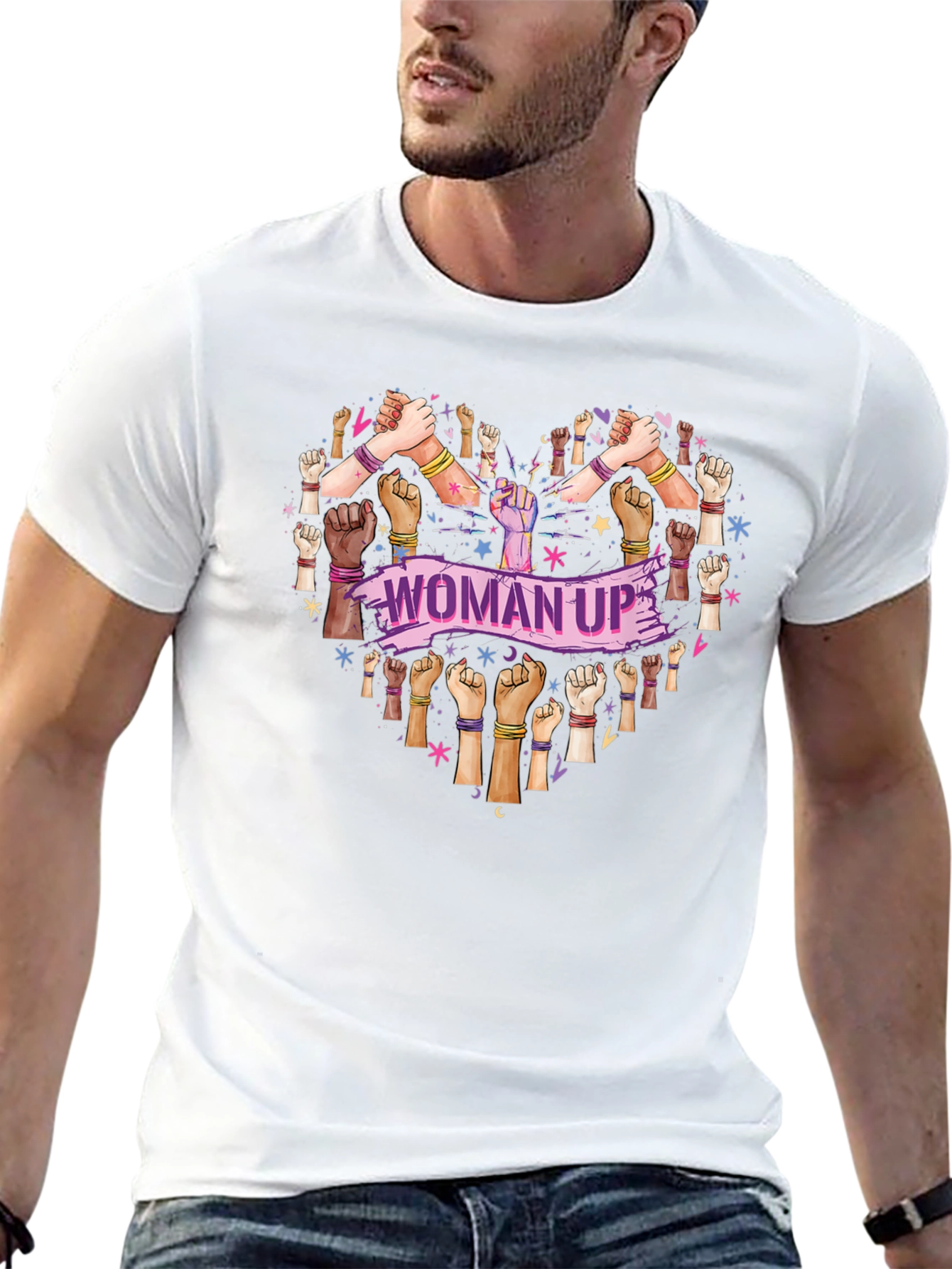 Woman Up T-Shirt - Heart Graphic Tee