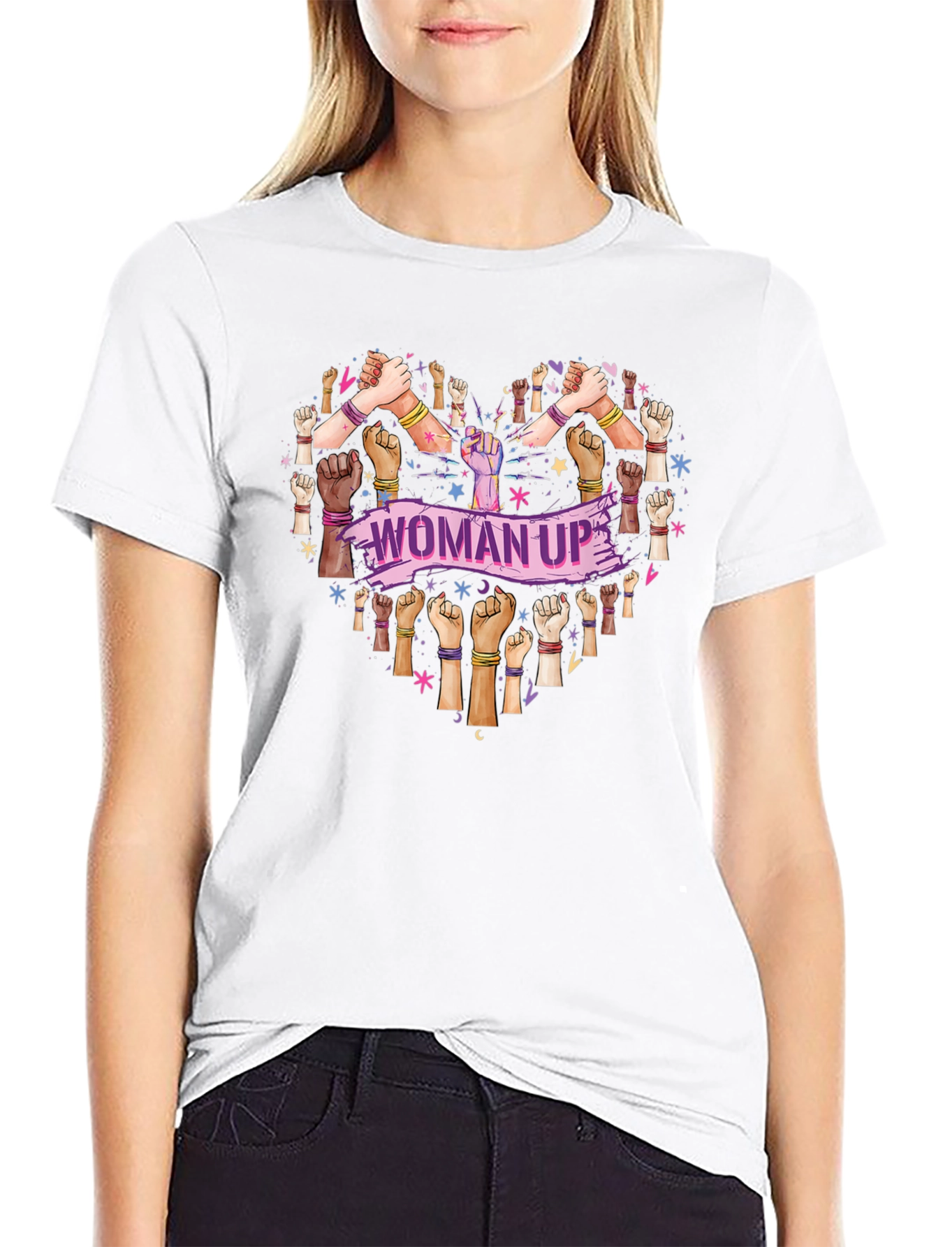 Woman Up T-Shirt - Heart Graphic Tee