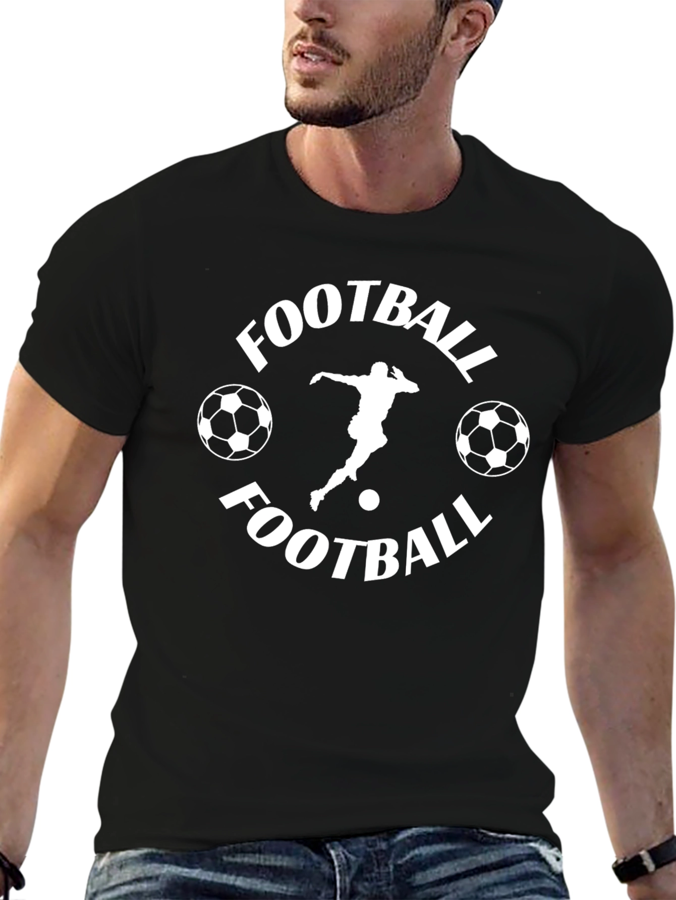 Football Graphic Print Crew Neck T-Shirt