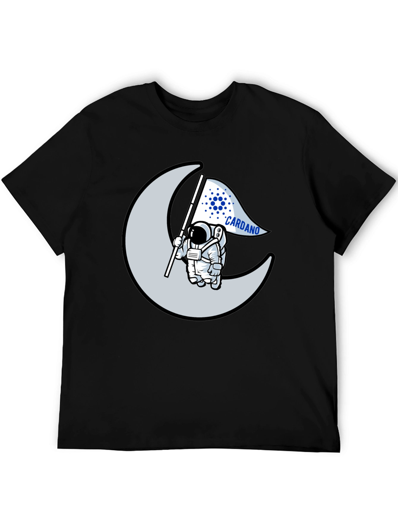 Cardano Astronaut Moon Black T-Shirt Crypto ADA