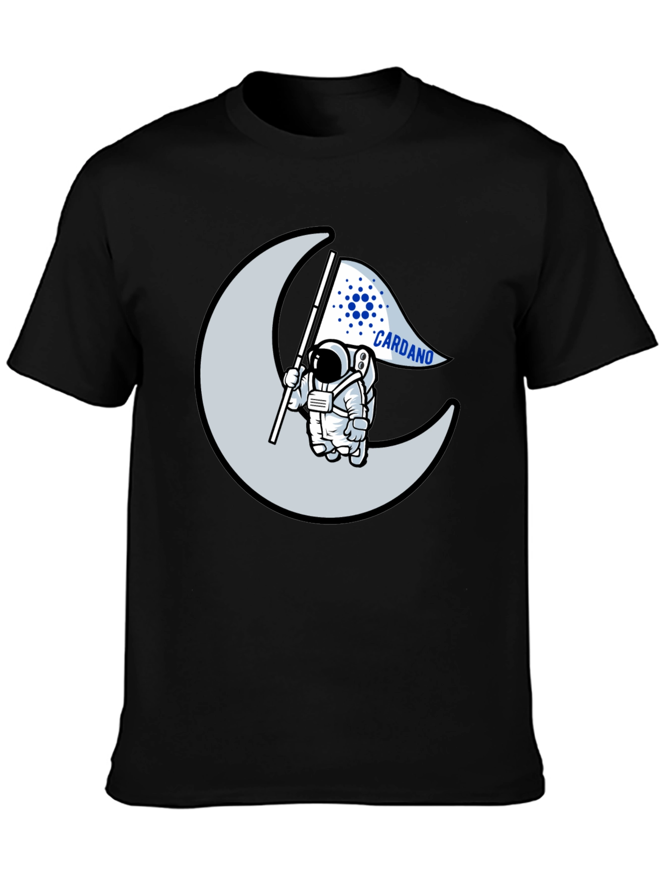 Cardano Astronaut Moon Black T-Shirt Crypto ADA
