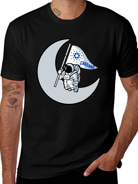 Cardano Astronaut Moon Black T-Shirt Crypto ADA