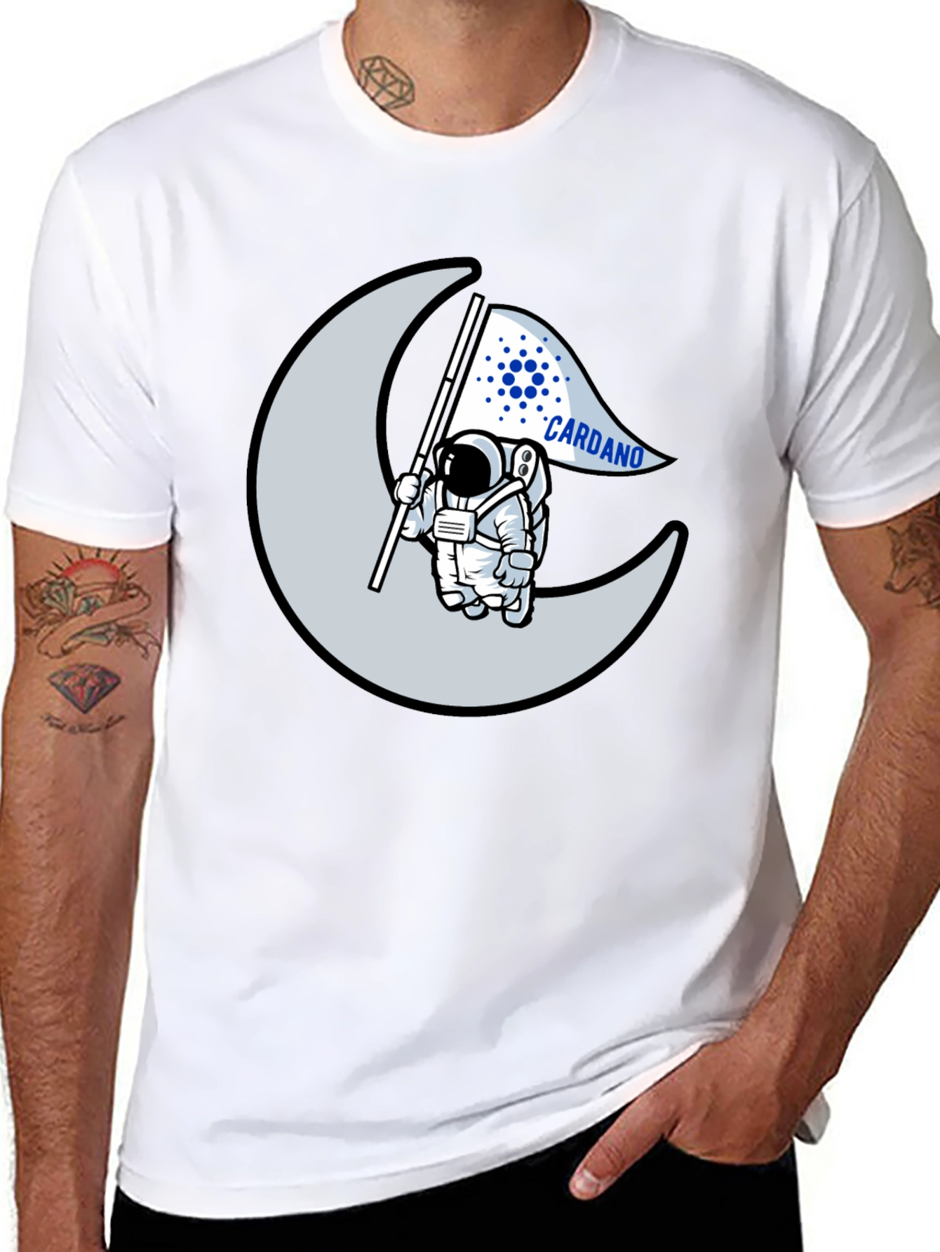 Cardano Astronaut Moon Black T-Shirt Crypto ADA