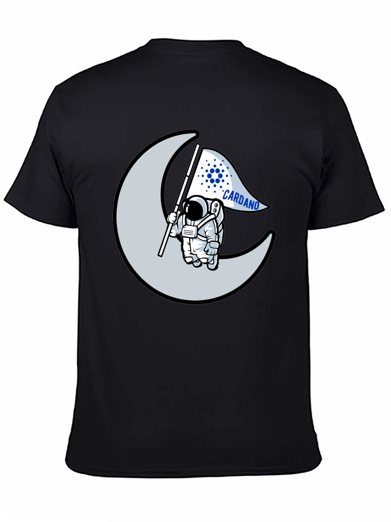 Cardano Astronaut Moon Black T-Shirt Crypto ADA