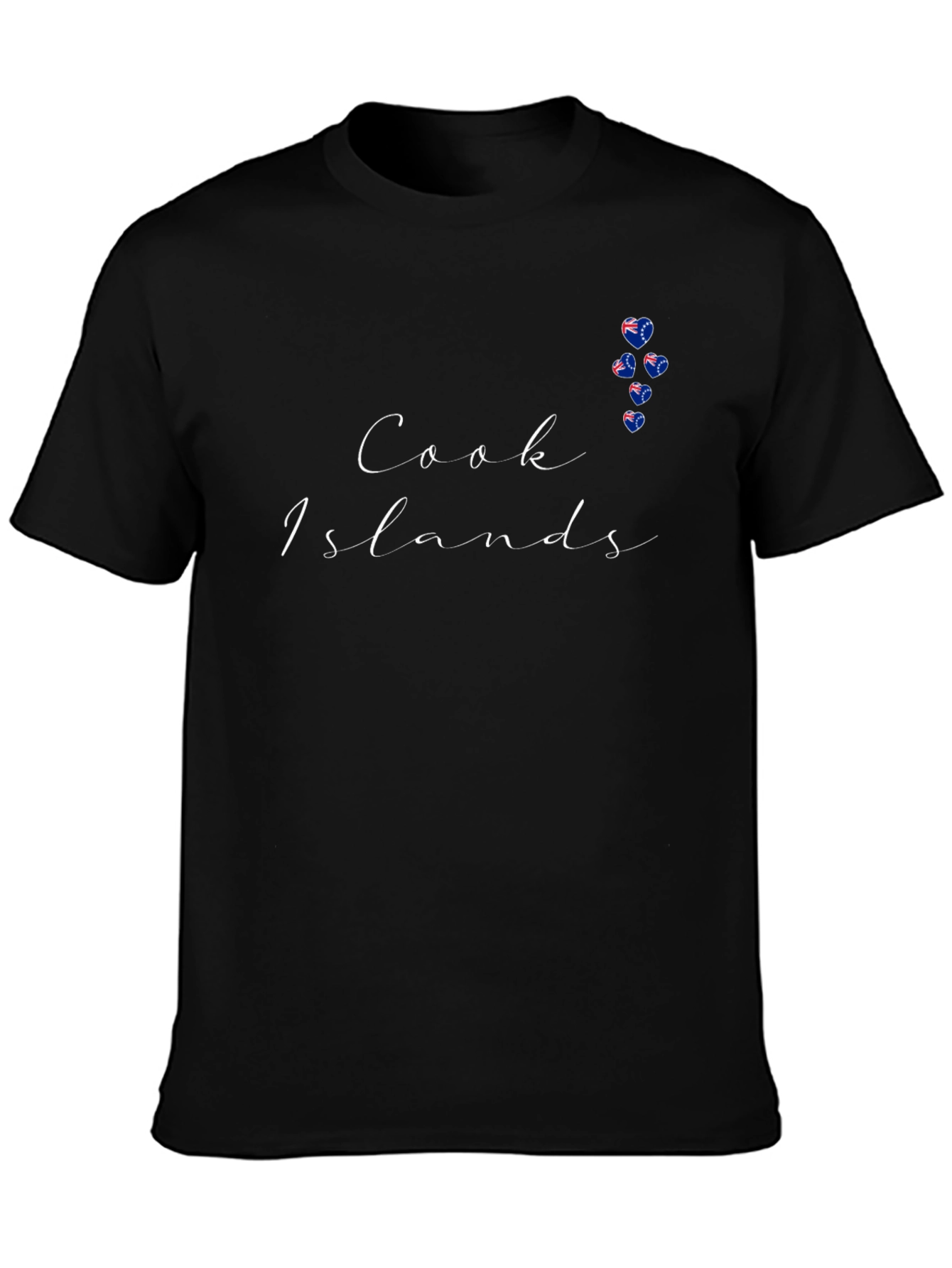 Cook Islands Black T-Shirt with Hearts