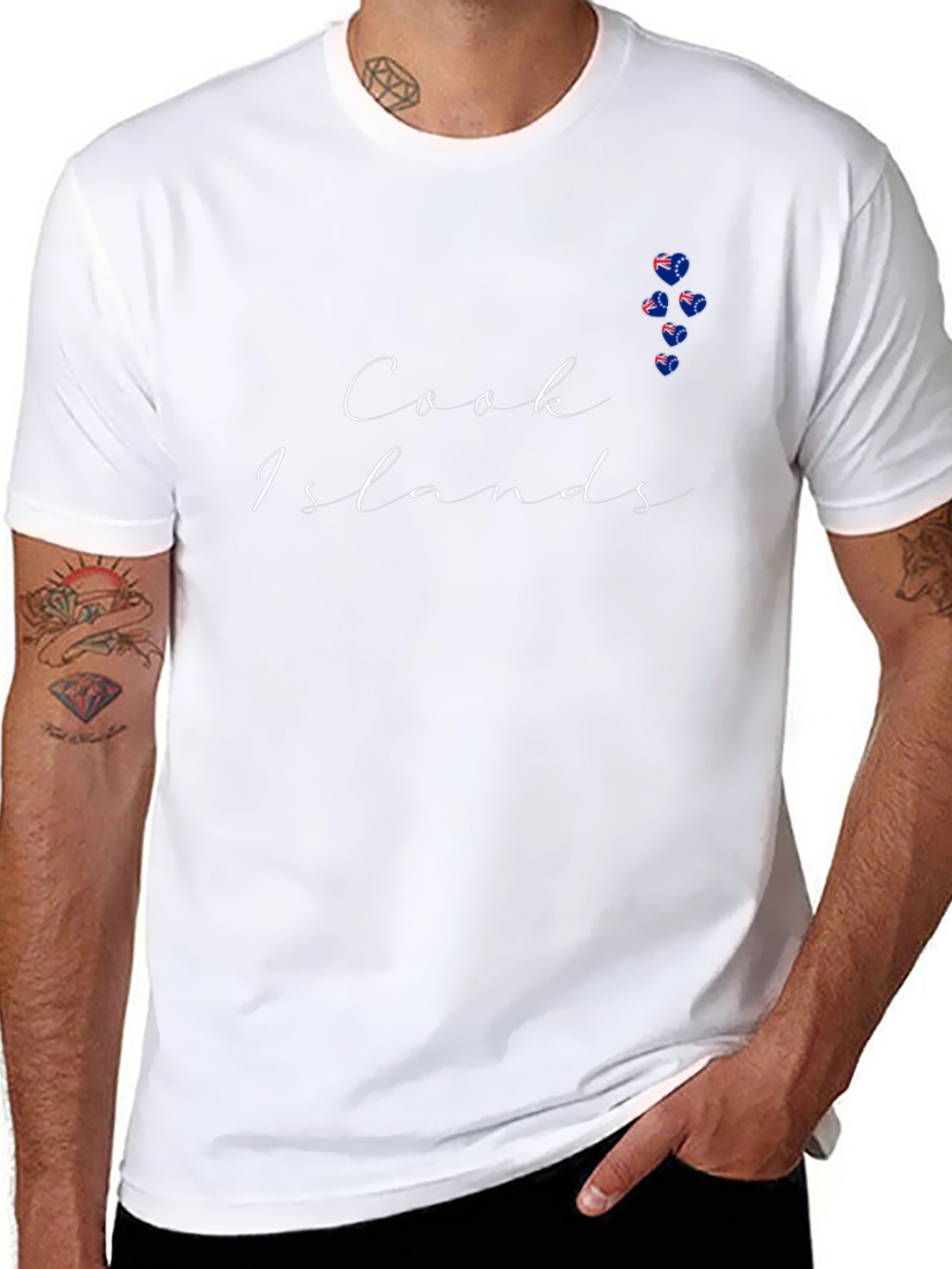 Cook Islands Black T-Shirt with Hearts