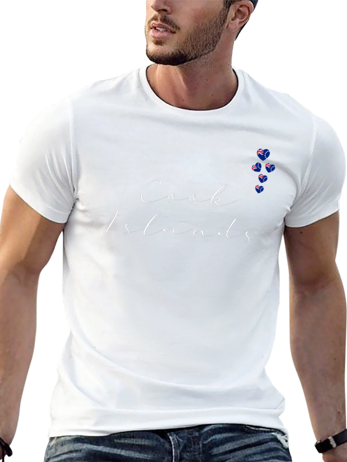 Cook Islands Black T-Shirt with Hearts