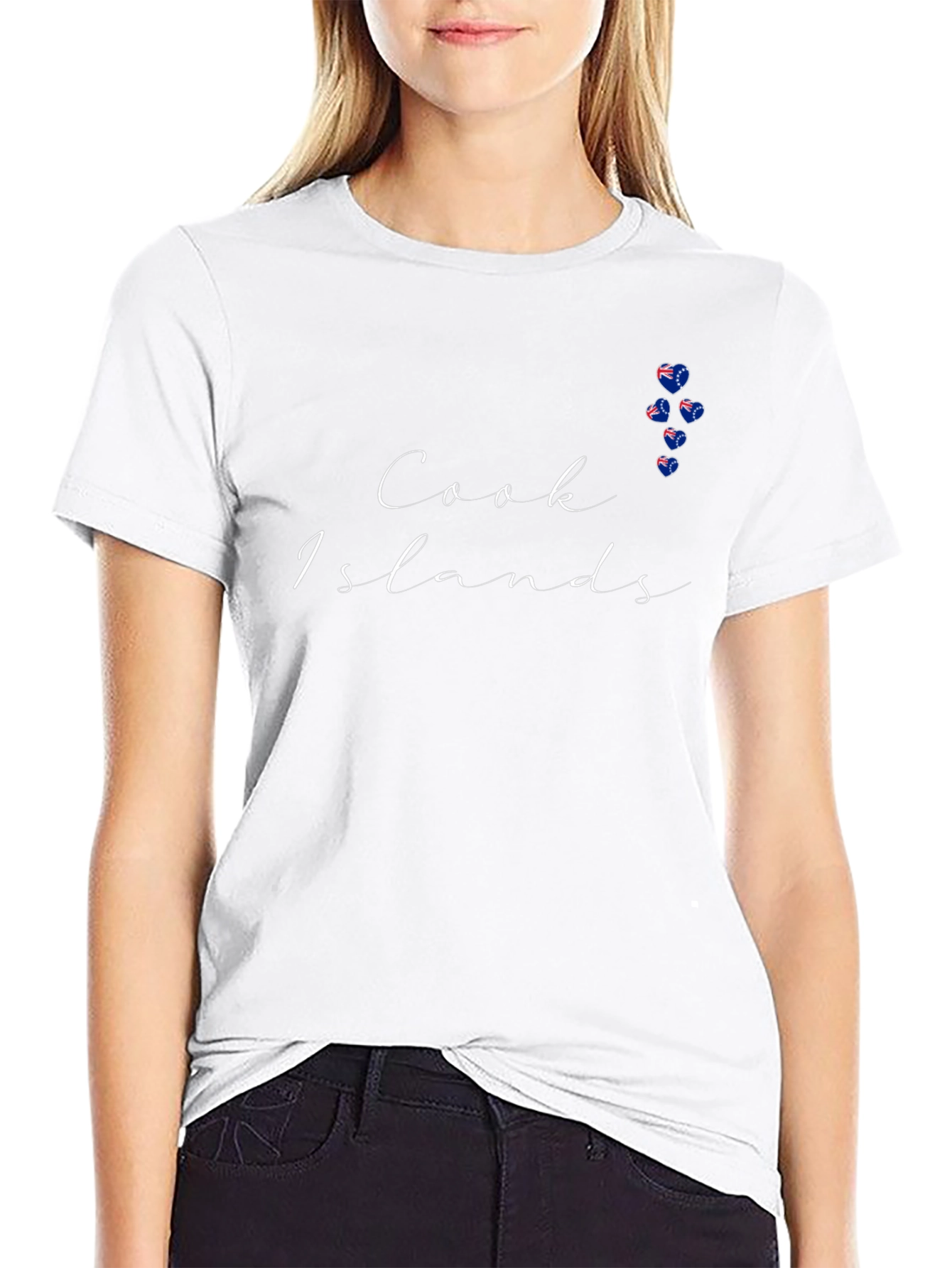 Cook Islands Black T-Shirt with Hearts