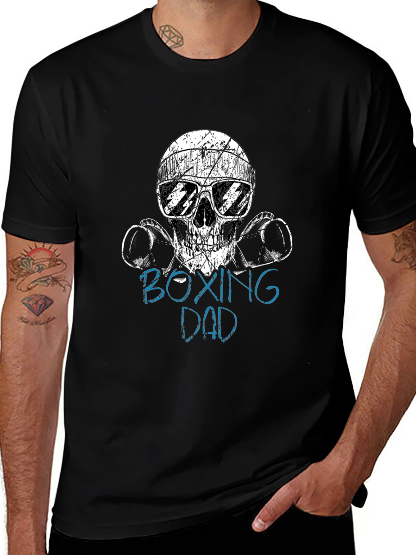Boxing Dad Skull T-Shirt - Cool Fathers Day Gift!