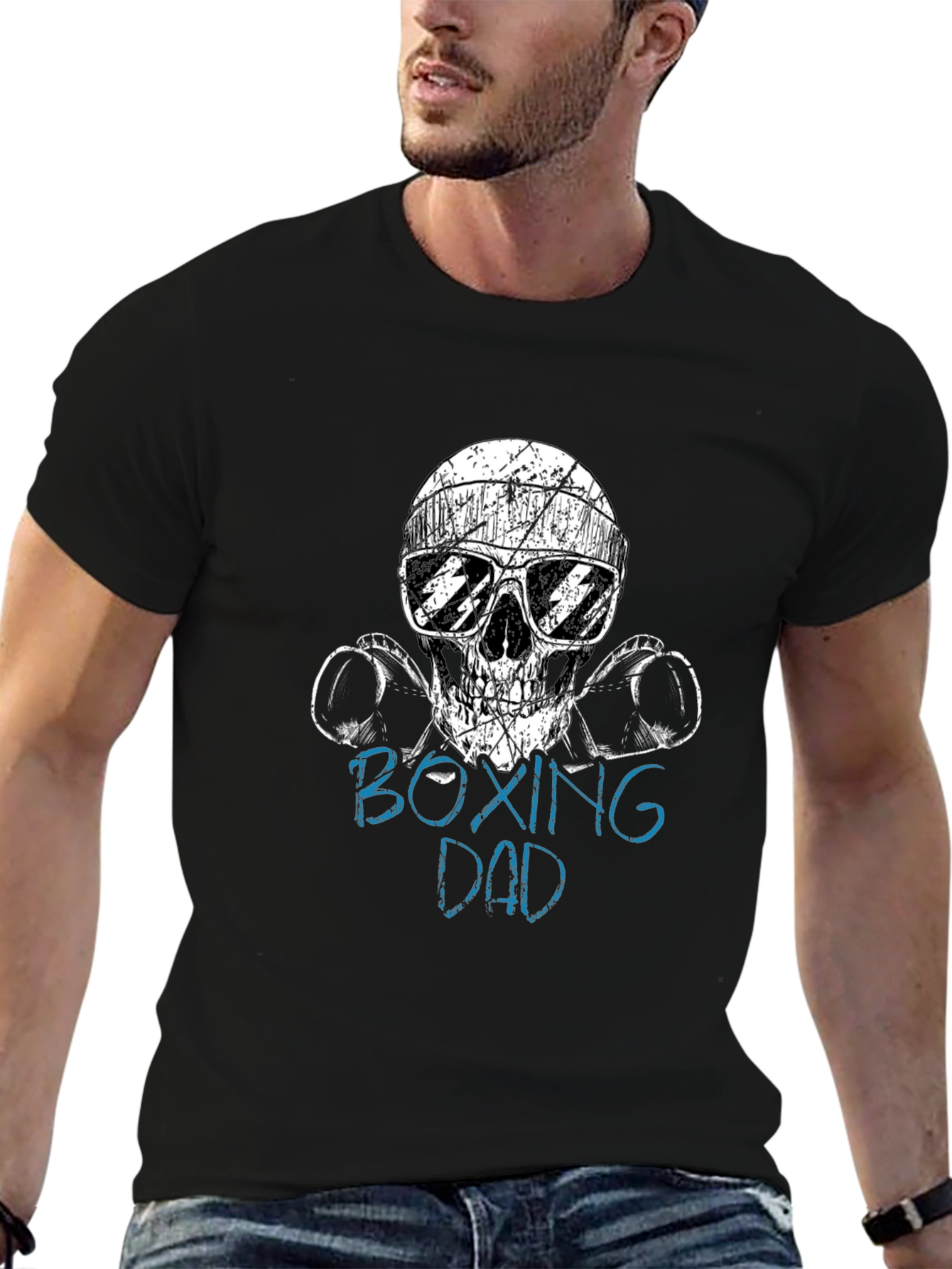 Boxing Dad Skull T-Shirt - Cool Fathers Day Gift!