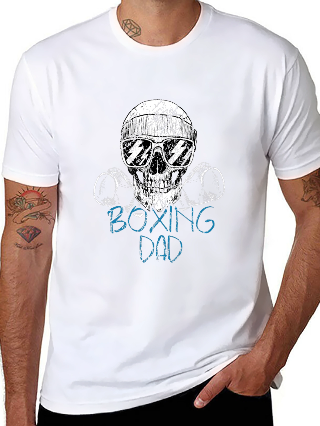 Boxing Dad Skull T-Shirt - Cool Fathers Day Gift!