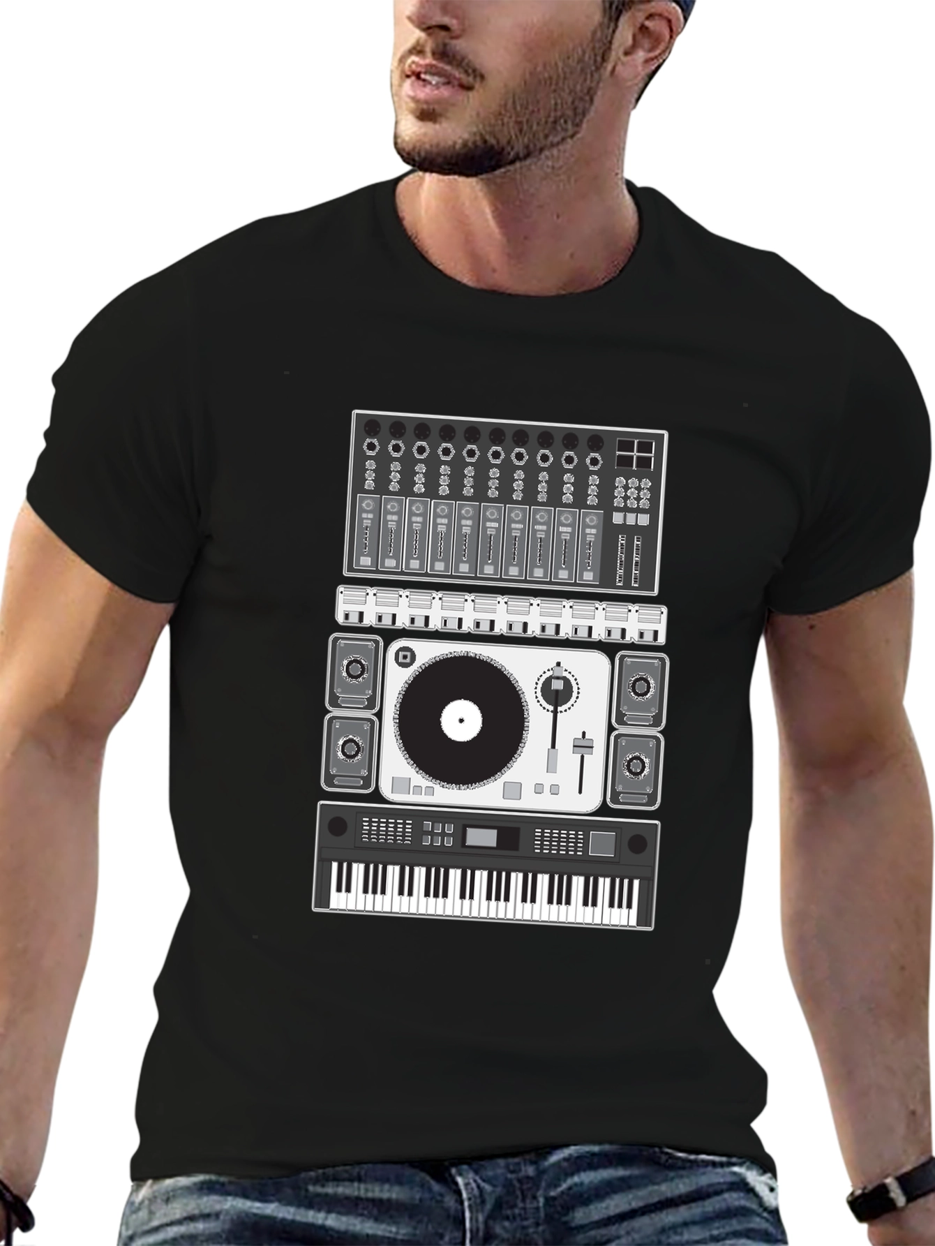 DJ Music Producer Black Graphic T-Shirt