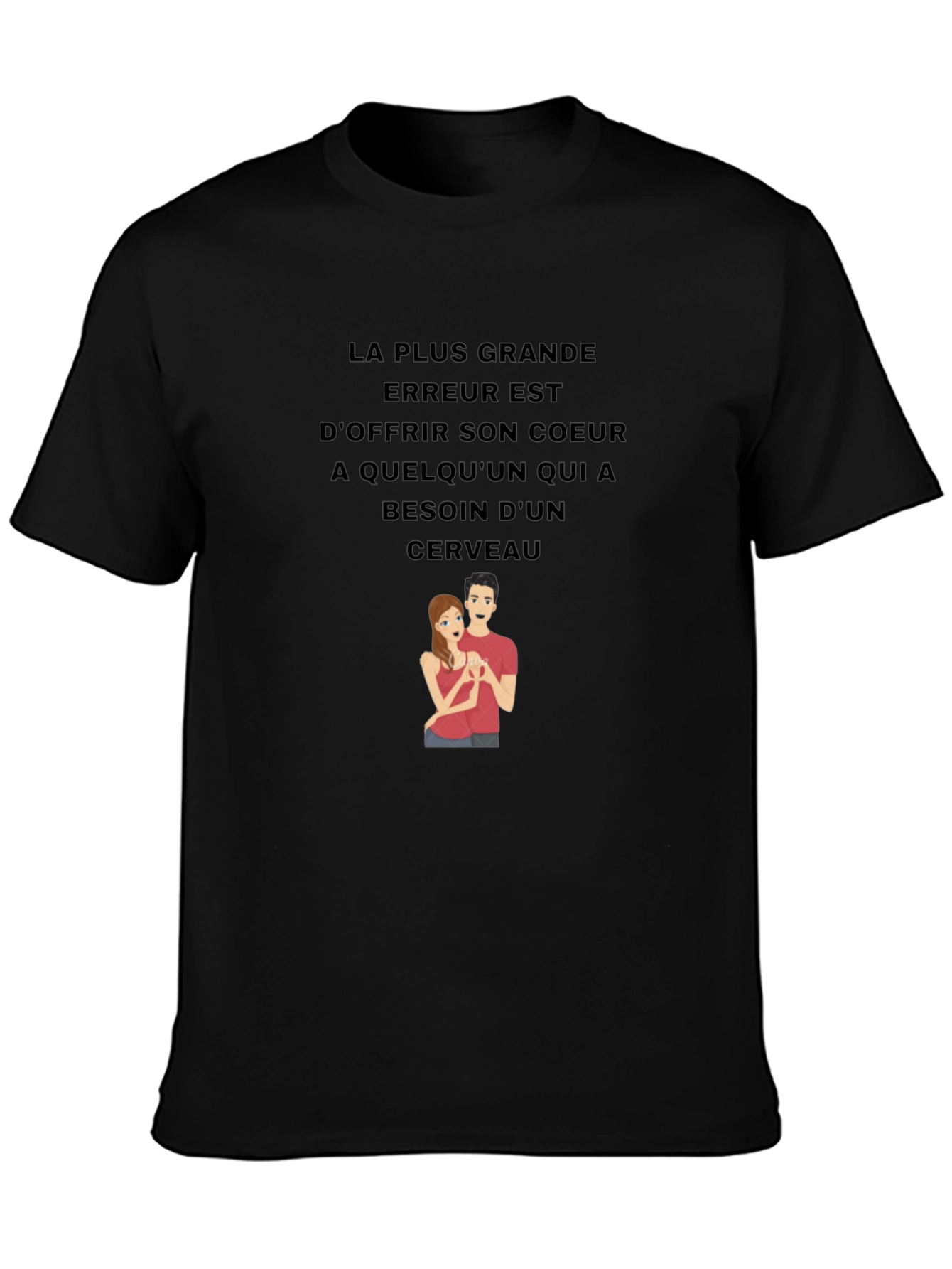 Humorous Graphic Tee - Heart & Brain Design