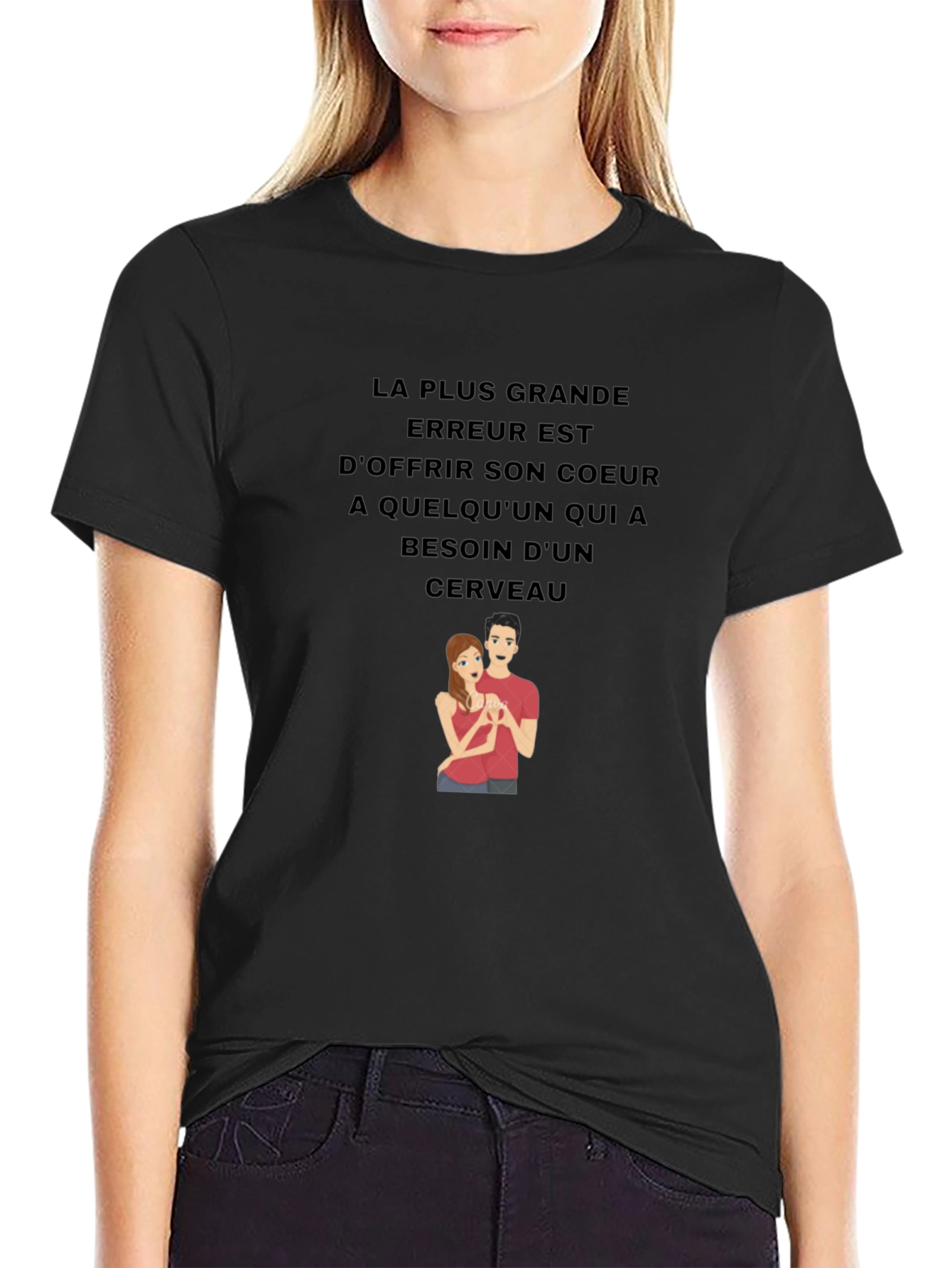 Humorous Graphic Tee - Heart & Brain Design