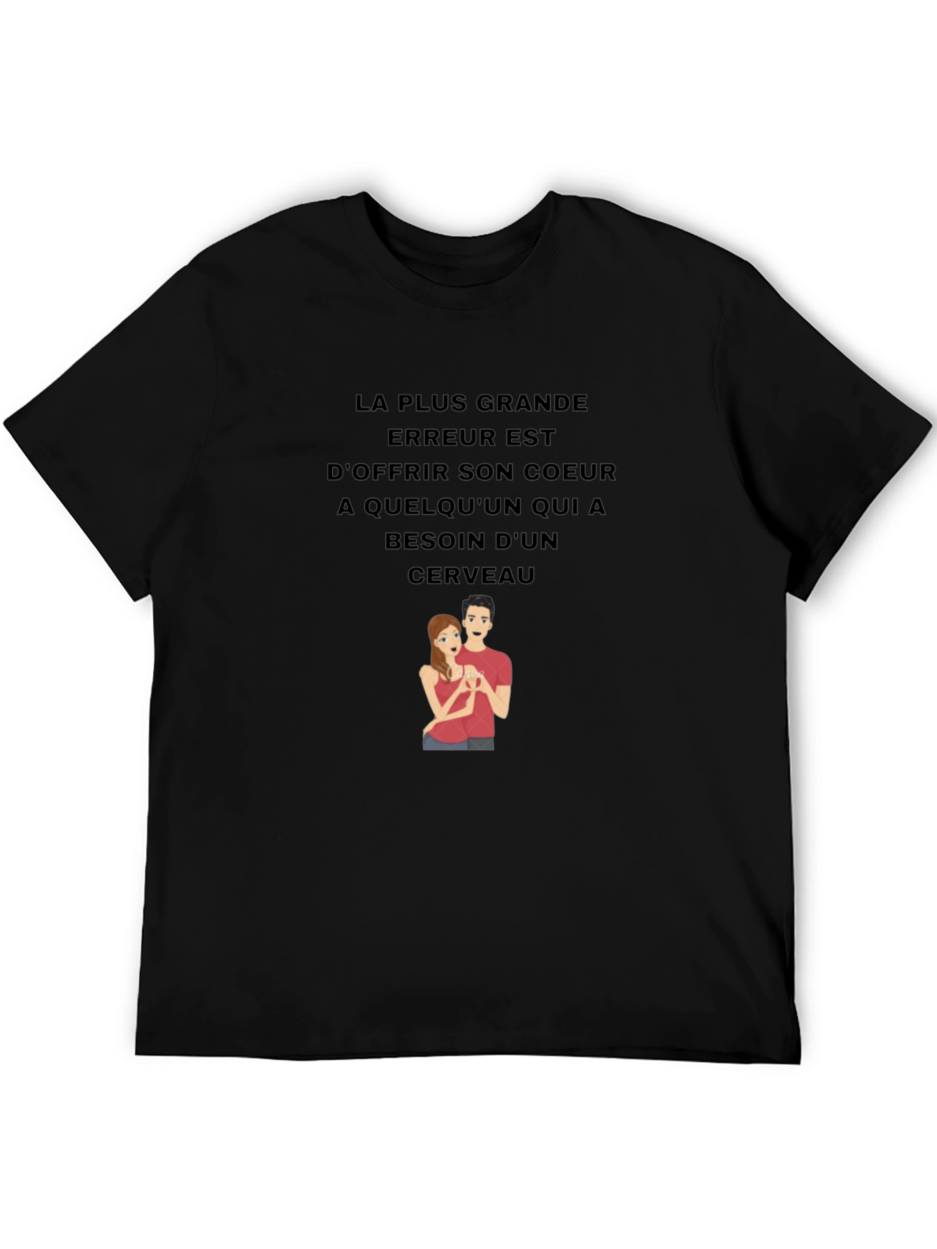 Humorous Graphic Tee - Heart & Brain Design
