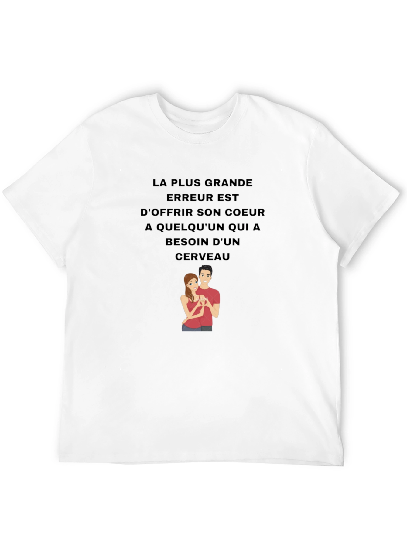 Humorous Graphic Tee - Heart & Brain Design