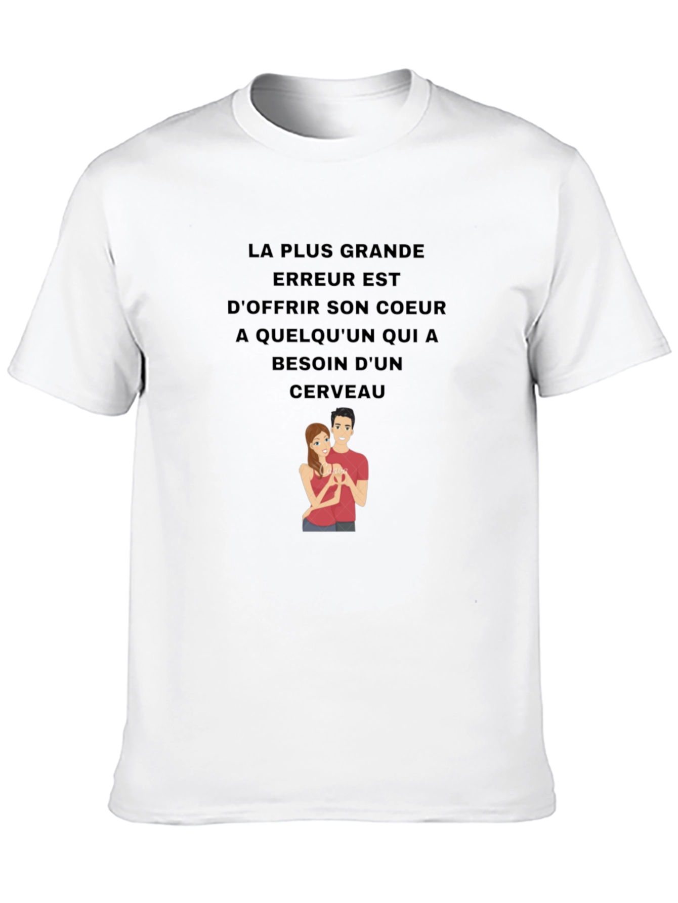 Humorous Graphic Tee - Heart & Brain Design