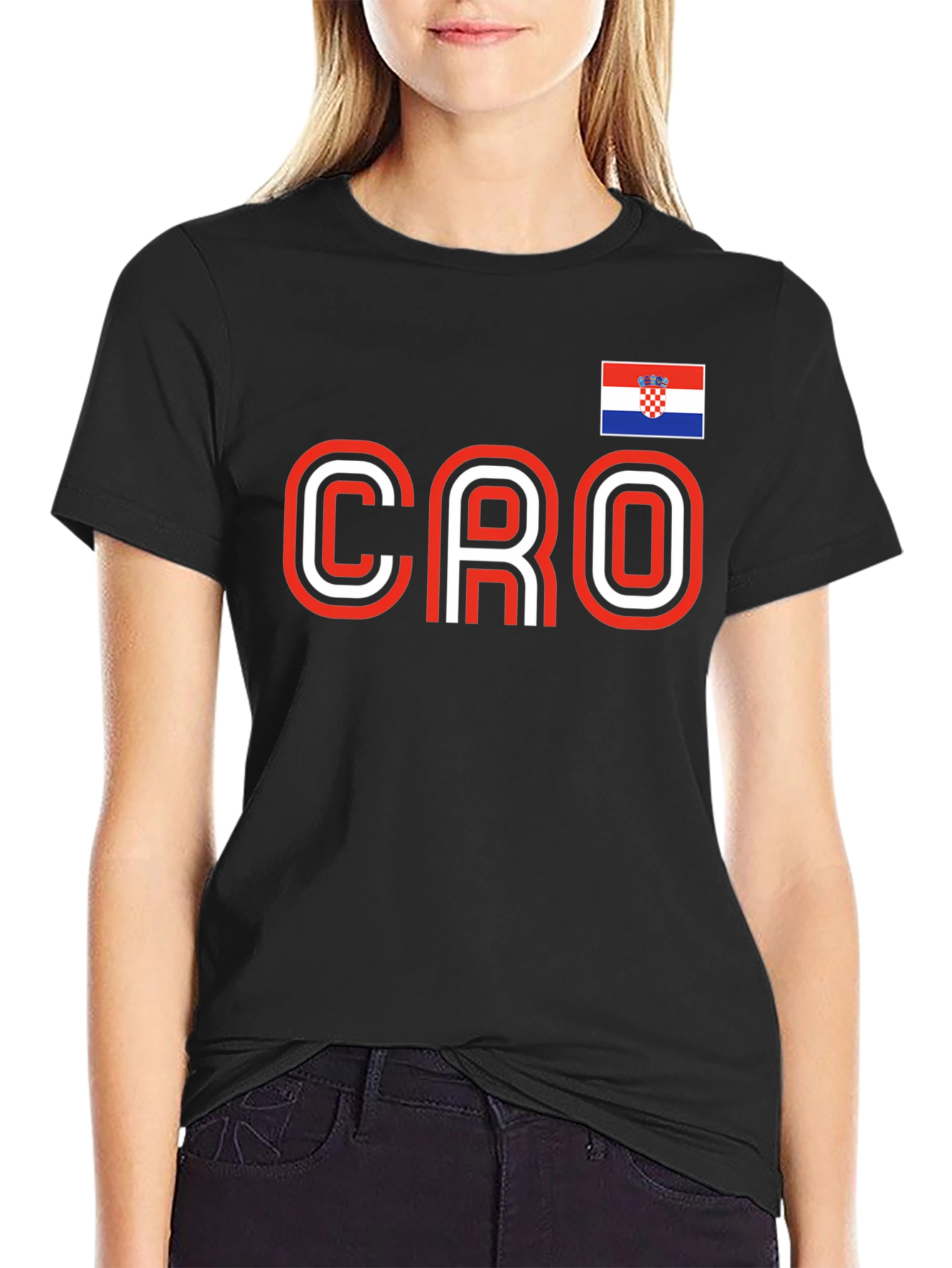 Croatia Pride Black T-Shirt -  Soccer Fan Apparel