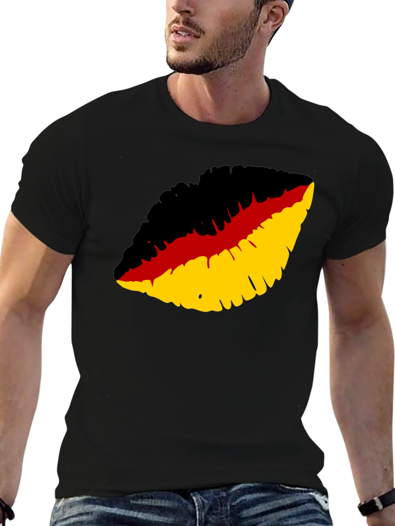German Flag Lips Graphic Tee - Black