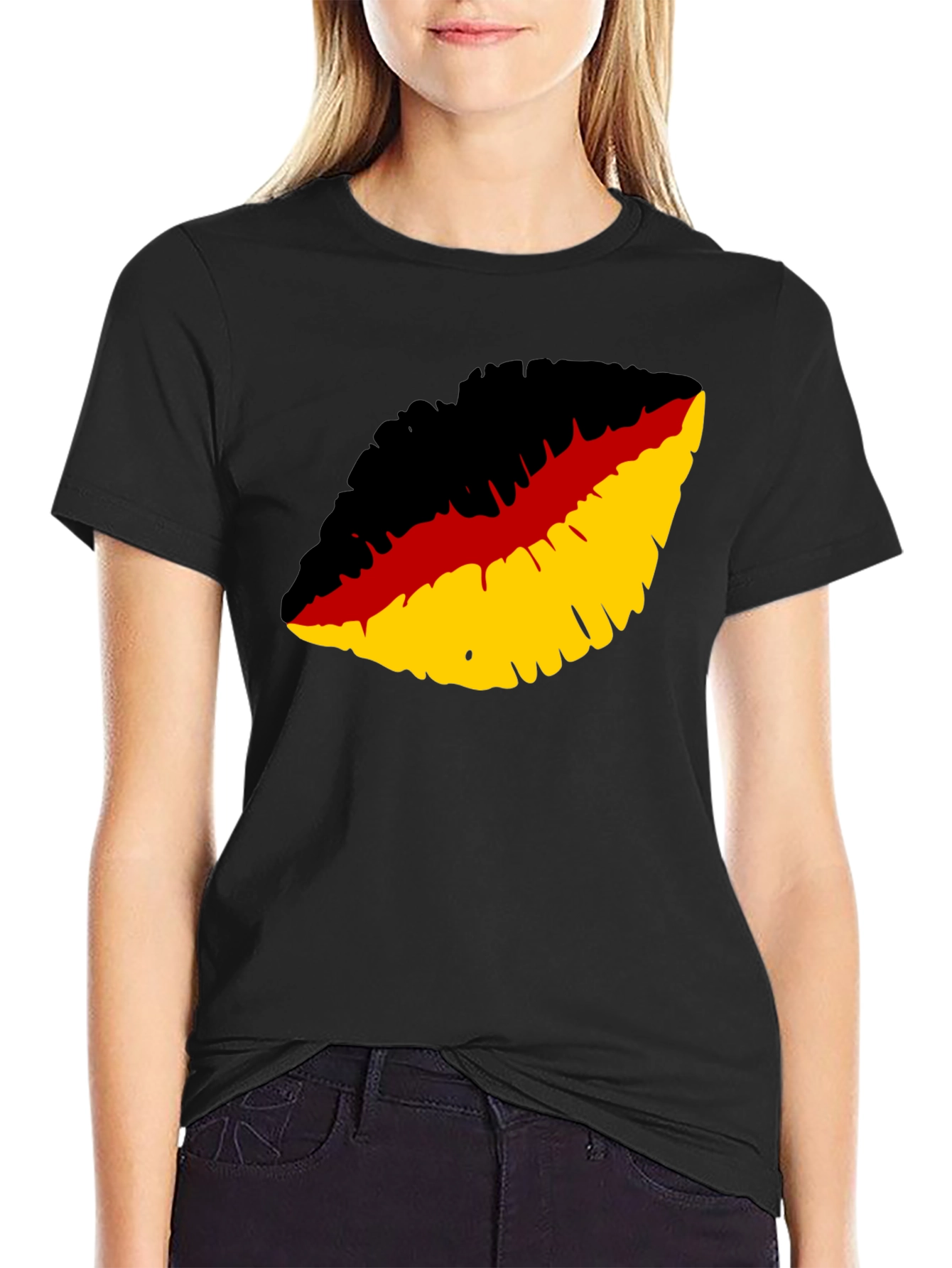 German Flag Lips Graphic Tee - Black