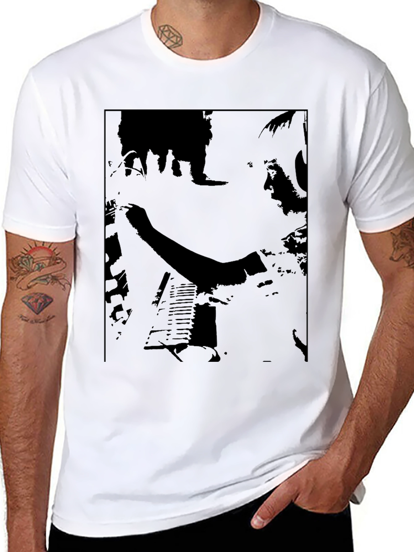 Musician Graphic Print Black T-Shirt