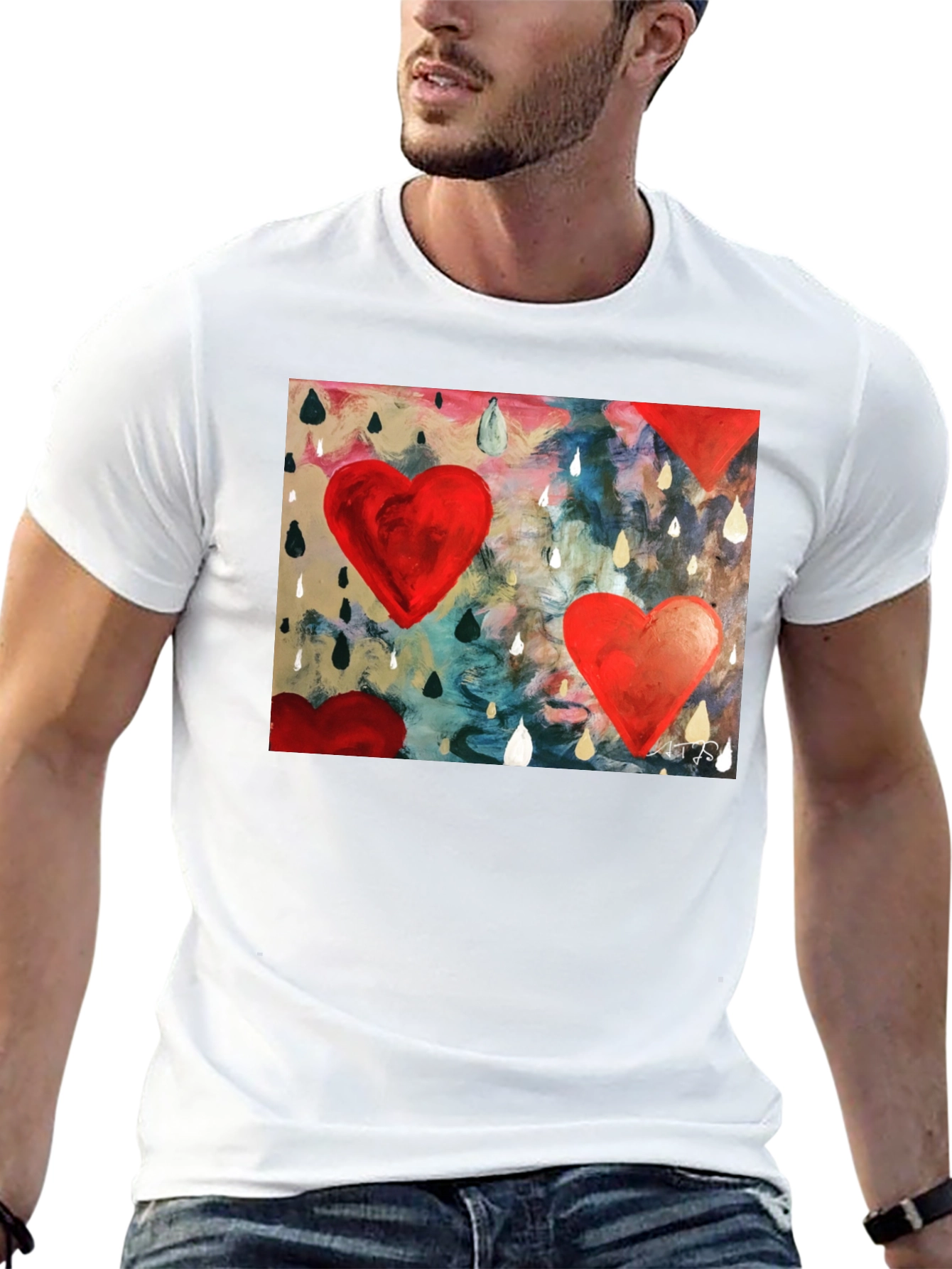 Abstract Heart Rain T-Shirt