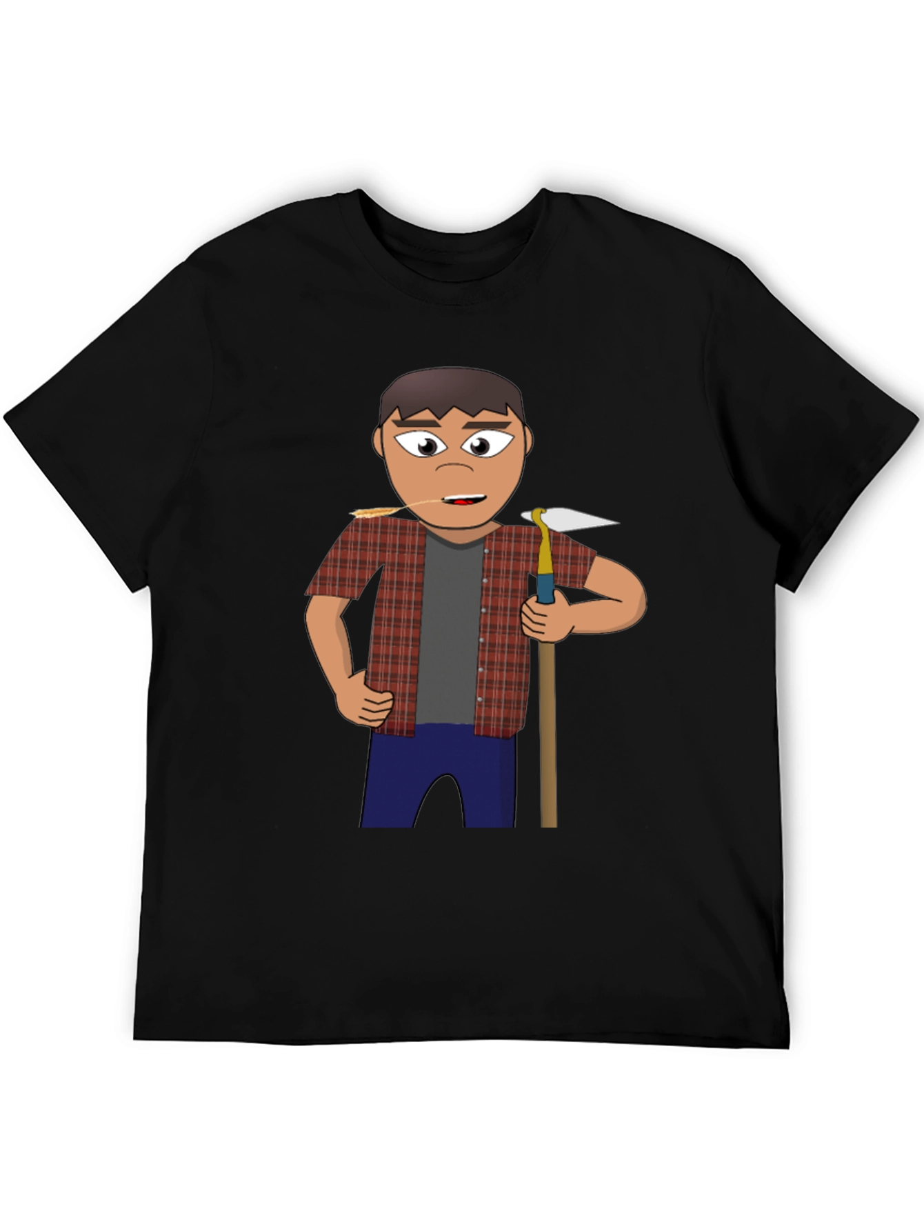 Cartoon Farmer Graphic Tee - Black