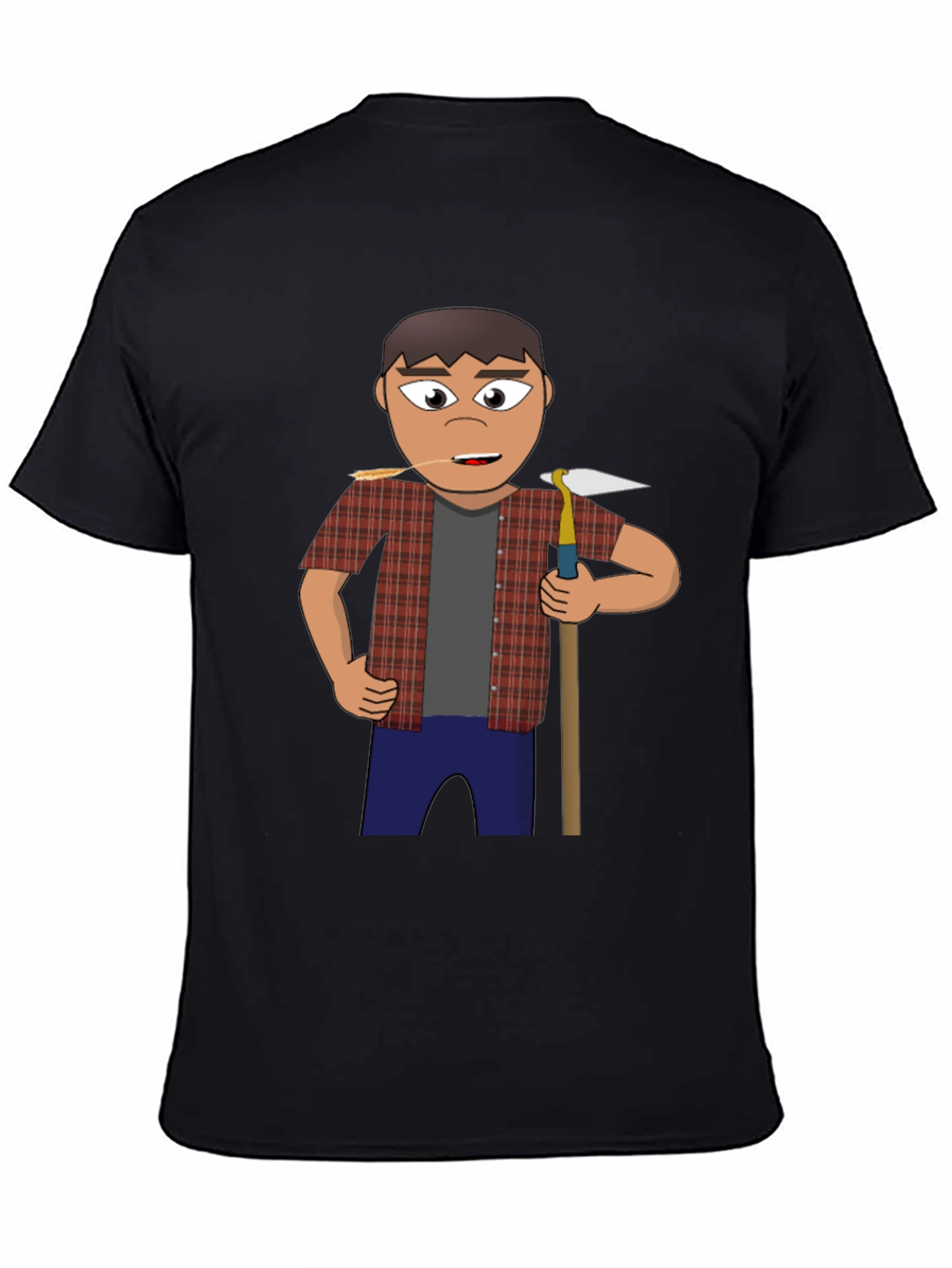 Cartoon Farmer Graphic Tee - Black