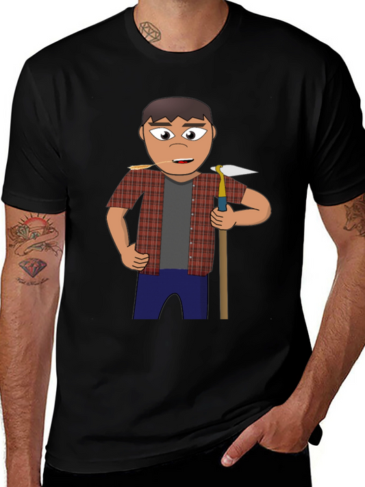 Cartoon Farmer Graphic Tee - Black