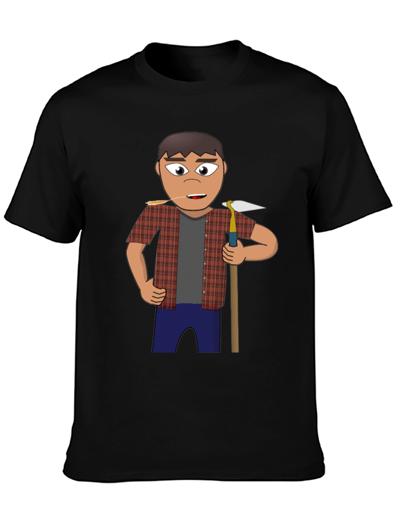 Cartoon Farmer Graphic Tee - Black