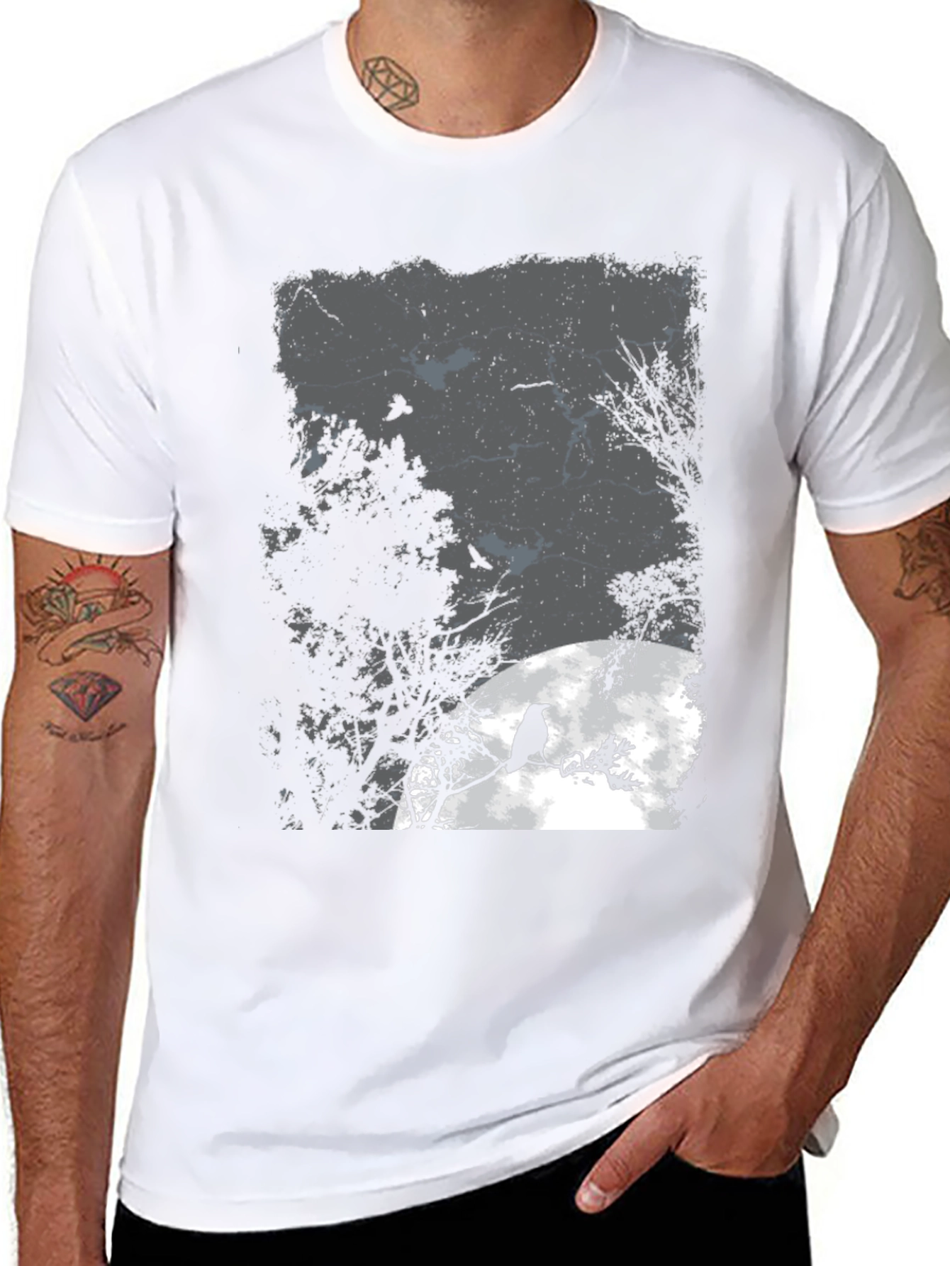 Raven Moon Graphic Tee - Mens Black T-Shirt
