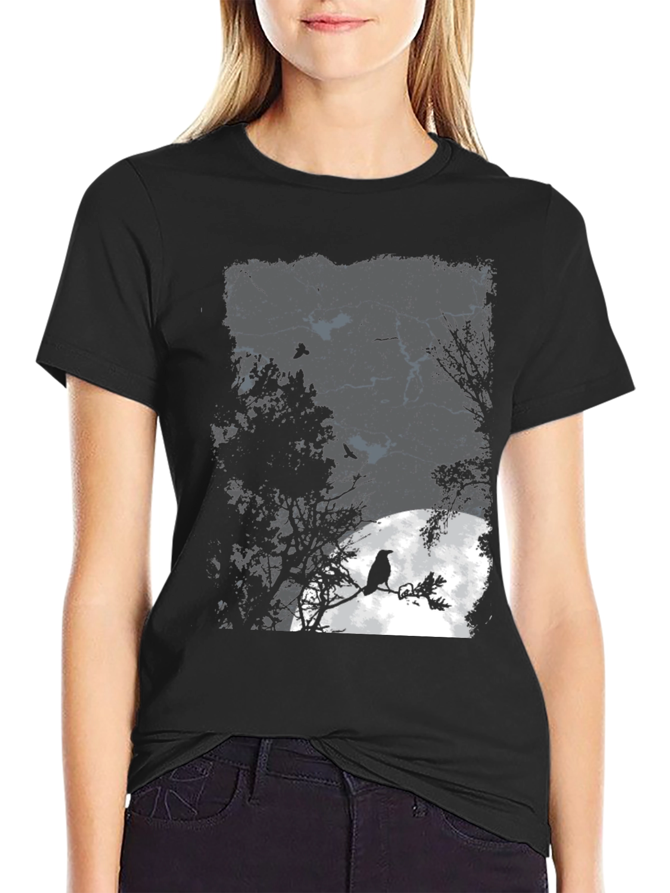 Raven Moon Graphic Tee - Mens Black T-Shirt