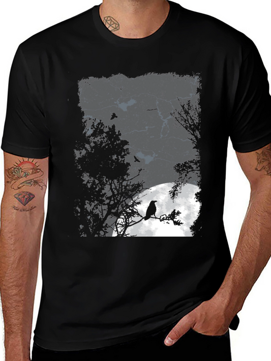 Raven Moon Graphic Tee - Mens Black T-Shirt