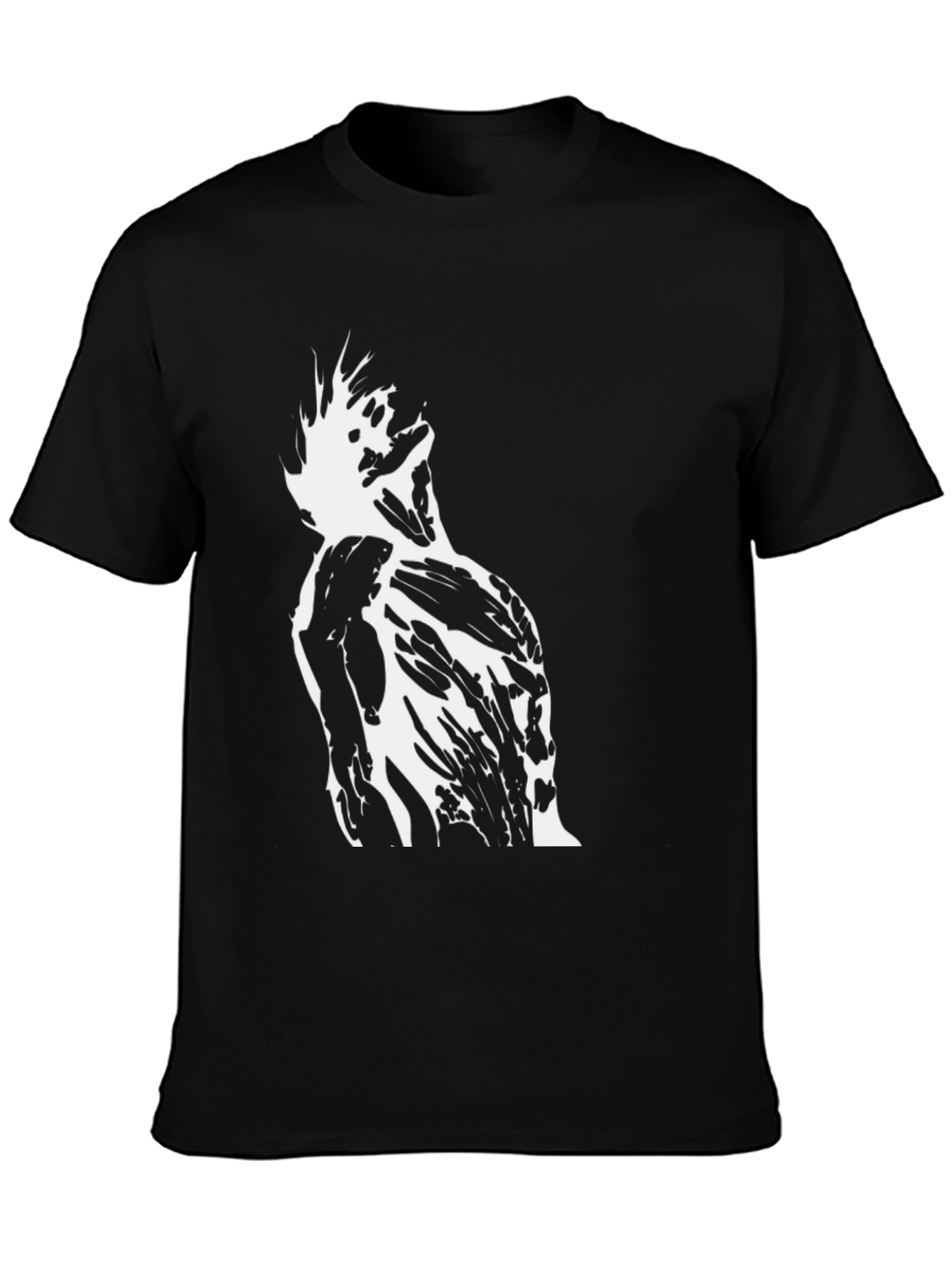 Abstract Graphic Tee - Black Cotton Casual T-Shirt
