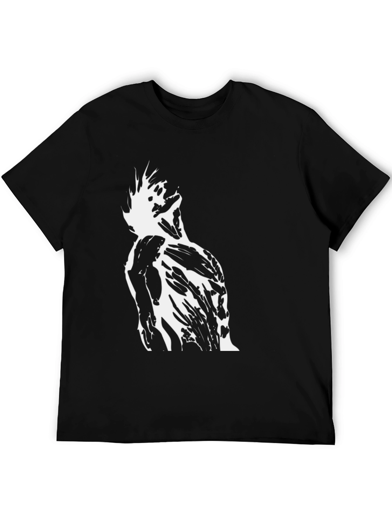 Abstract Graphic Tee - Black Cotton Casual T-Shirt
