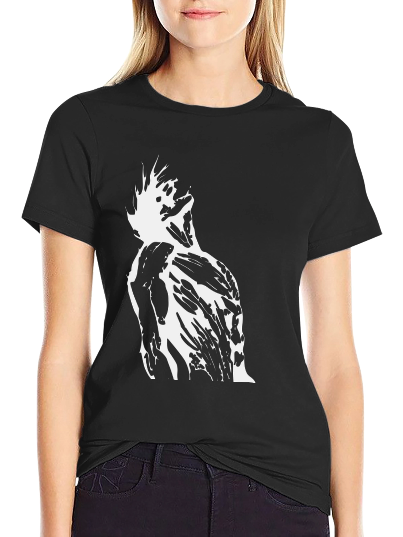 Abstract Graphic Tee - Black Cotton Casual T-Shirt