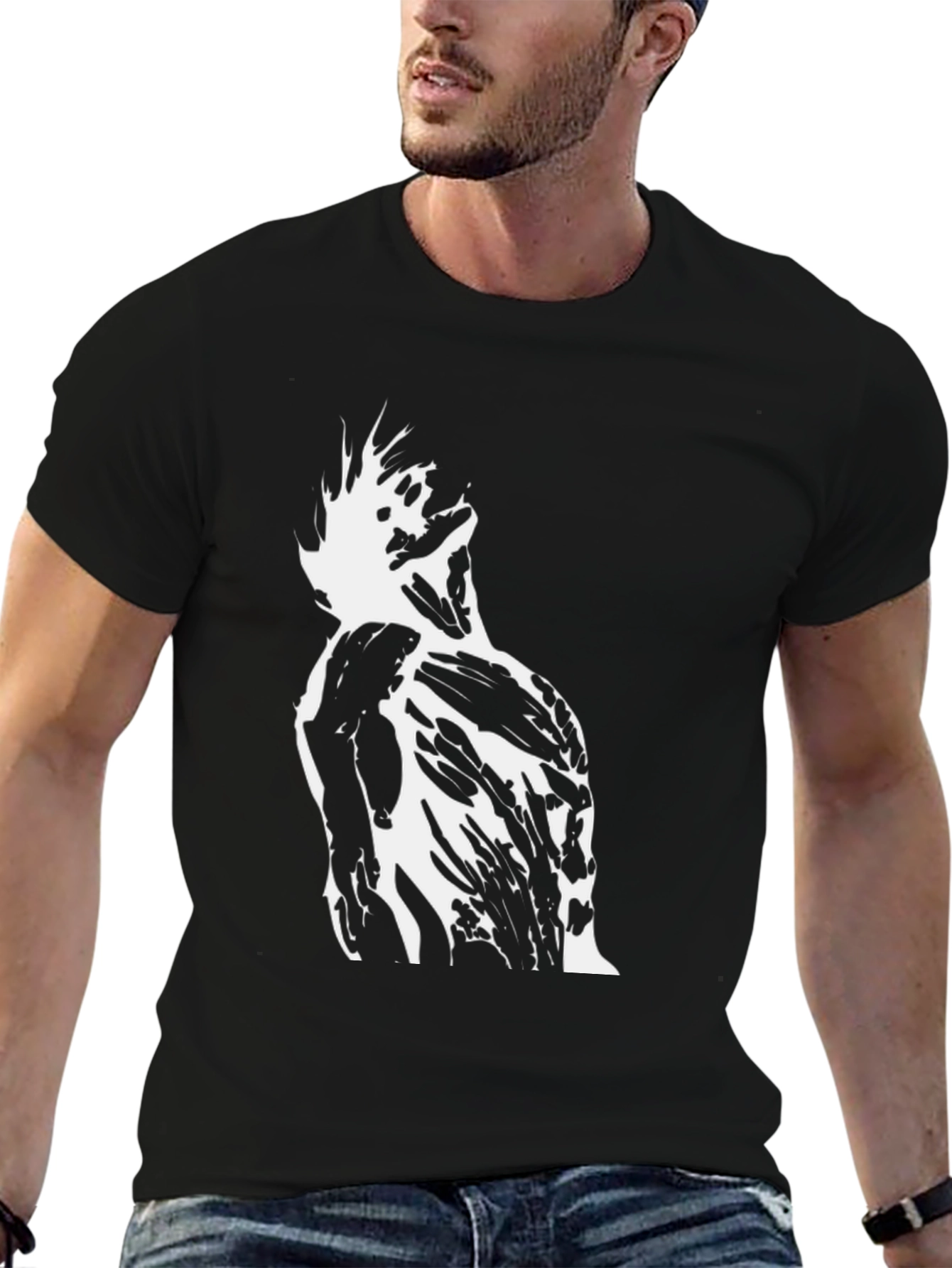 Abstract Graphic Tee - Black Cotton Casual T-Shirt