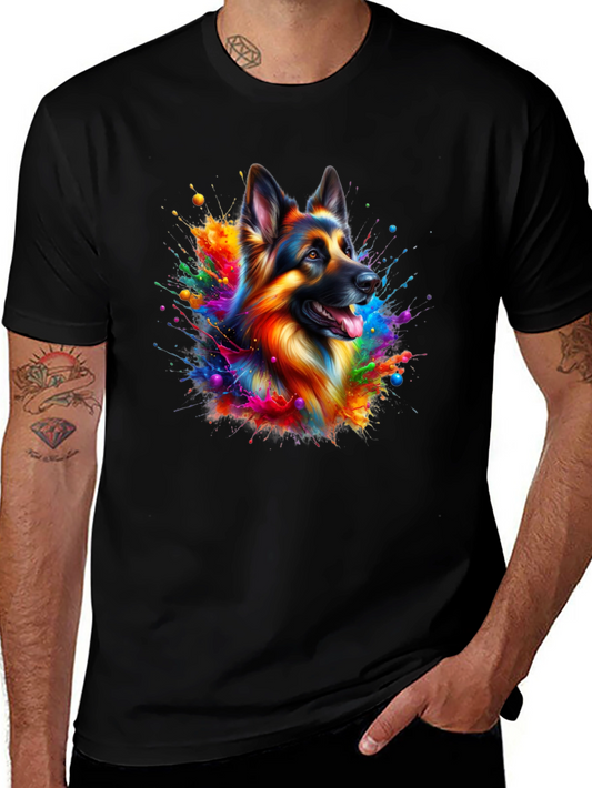 Colorful German Shepherd Dog Graphic T-Shirt
