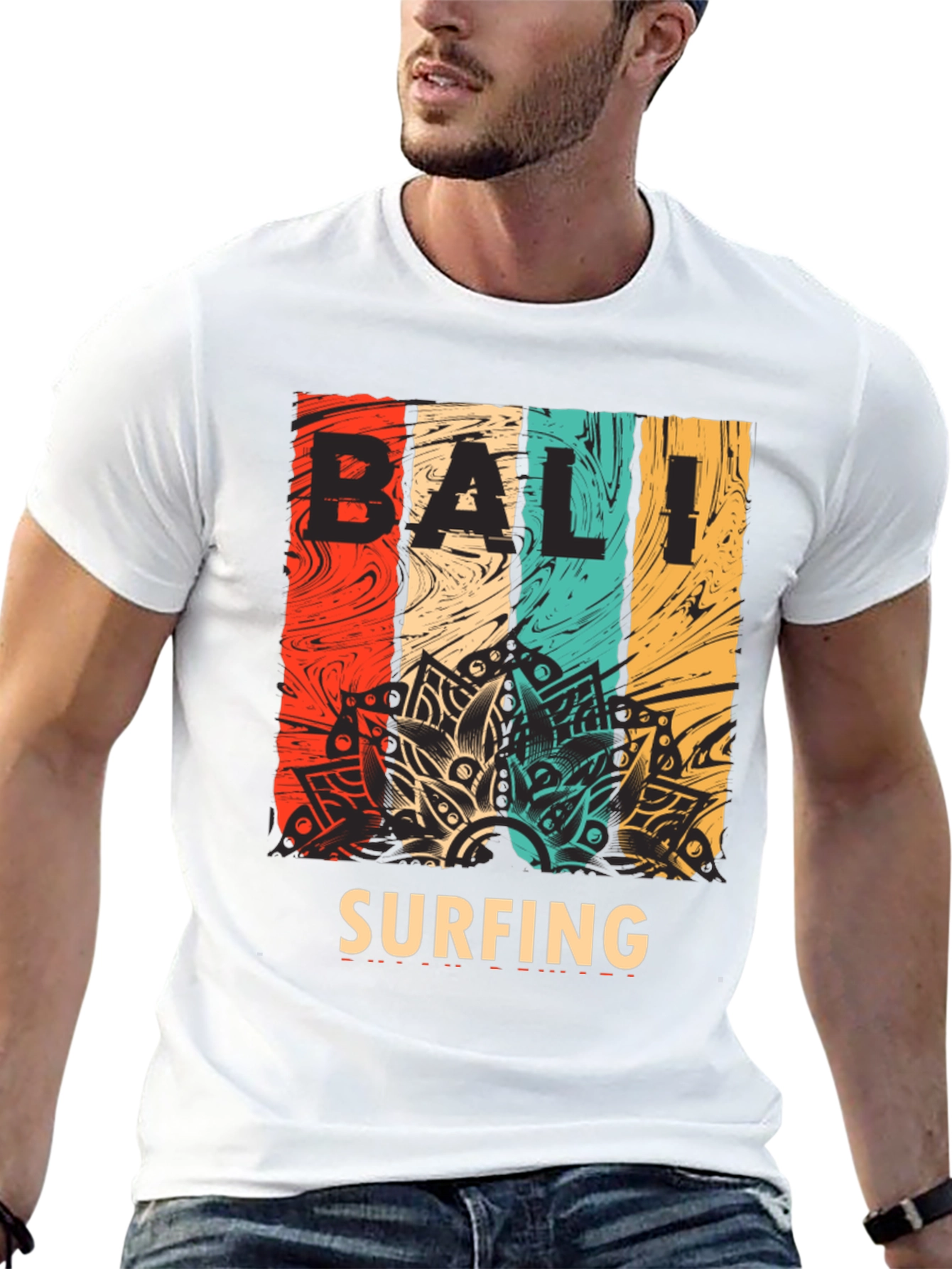 Bali Surfing Graphic Tee - Retro Style