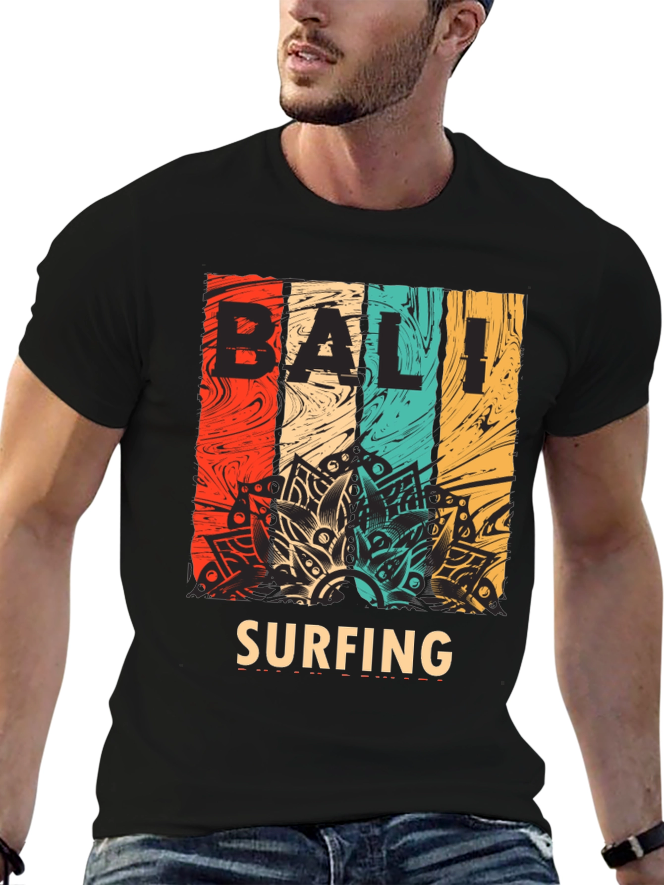 Bali Surfing Graphic Tee - Retro Style