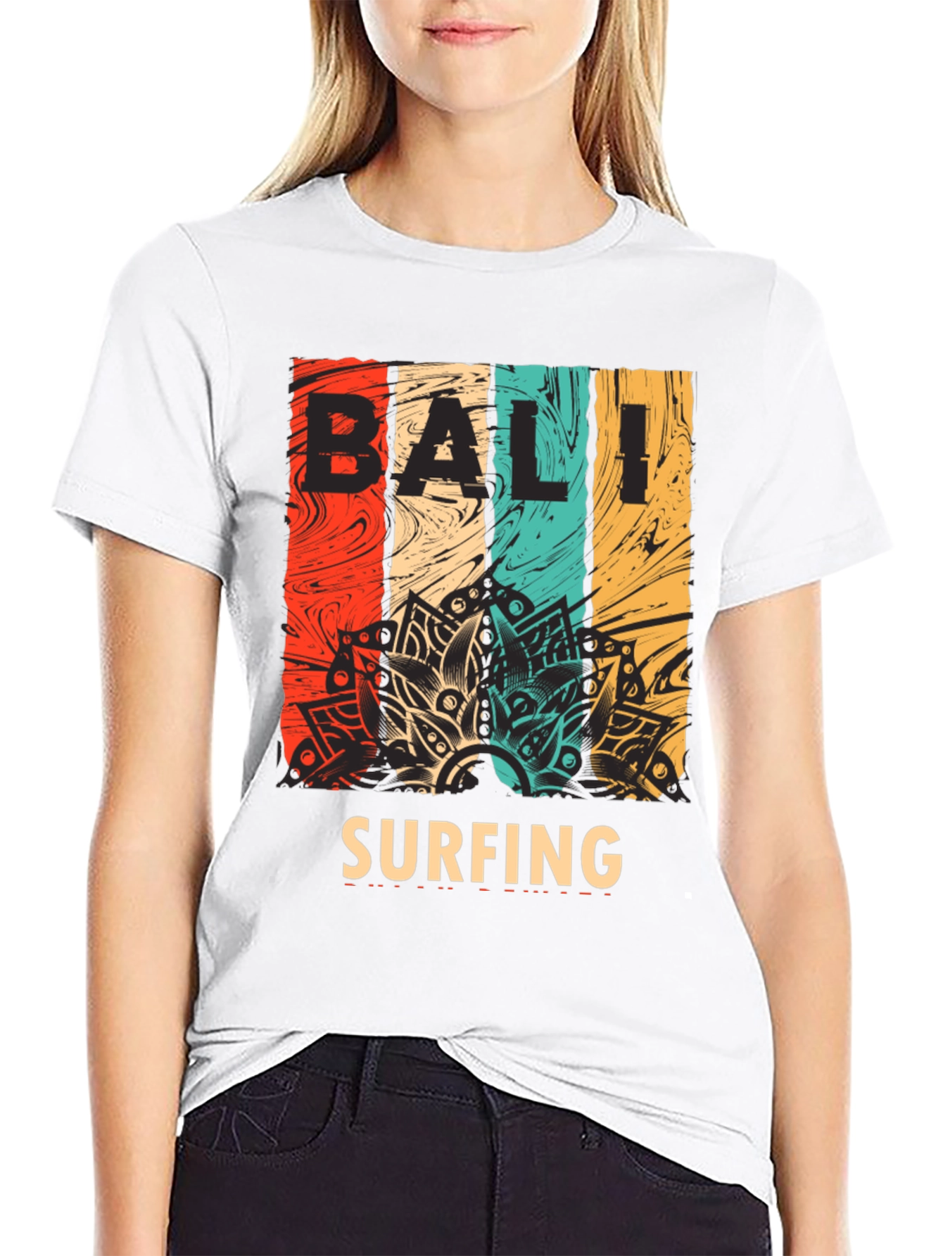 Bali Surfing Graphic Tee - Retro Style