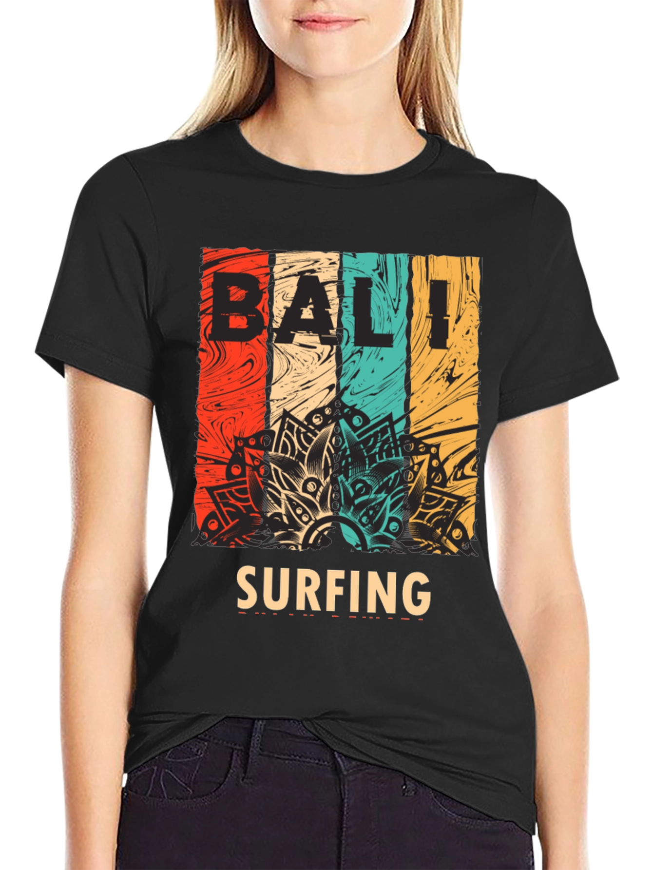 Bali Surfing Graphic Tee - Retro Style